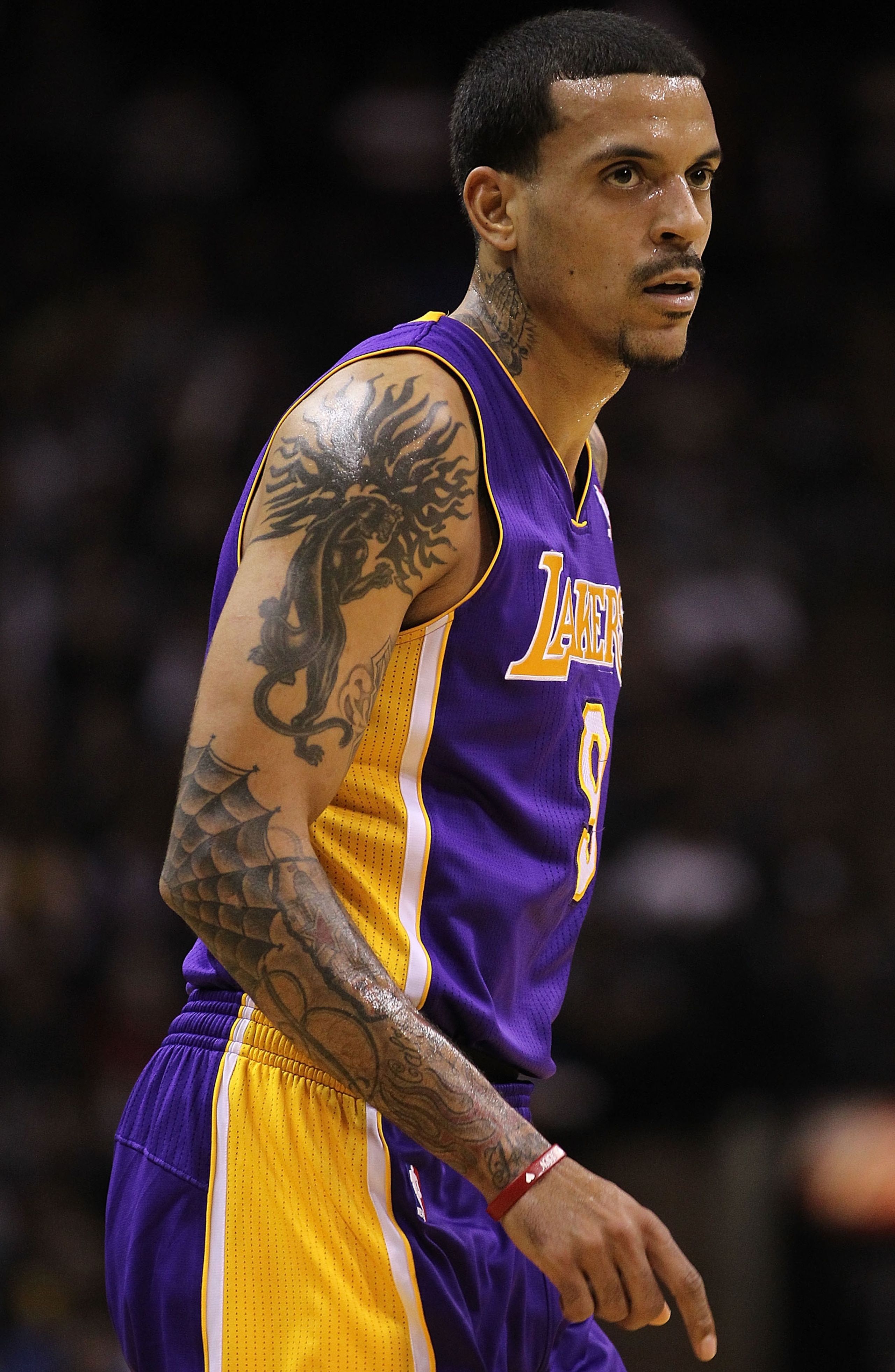 SAN ANTONIO, TX - DECEMBER 28: Forward Matt Barnes #9 of the Los Angeles Lakers at AT&T Center on December 28, 2010 in San Antonio, Texas. NOTE TO USER: User expressly acknowledges and agrees that, by downloading and/or using this photograph, user is co SAN ANTONIO, TX - DECEMBER 28: Forward Matt Barnes #9 of the Los Angeles Lakers at AT&T Center on December 28, 2010 in San Antonio, Texas. NOTE TO USER: User expressly acknowledges and agrees that, by downloading and/or using this photograph, user is co