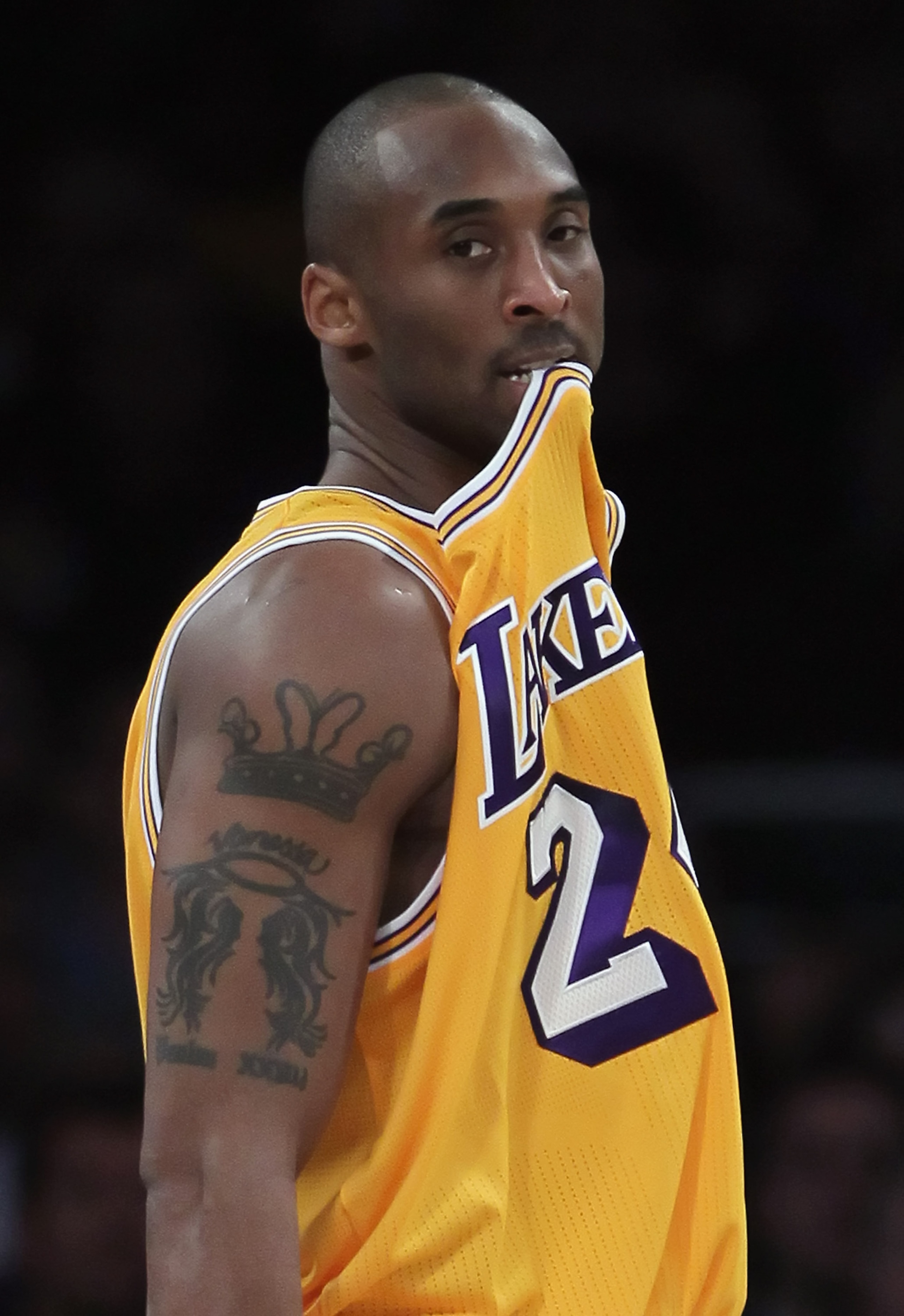 LOS ANGELES, CA - JANUARY 30: Kobe Bryant #24 of the Los Angeles Lakers looks on against the Boston Celtics in the first half at Staples Center on January 30, 2011 in Los Angeles, California. The Celtics defeated the Lakers 109-96. (Photo by Jeff Gross LOS ANGELES, CA - JANUARY 30: Kobe Bryant #24 of the Los Angeles Lakers looks on against the Boston Celtics in the first half at Staples Center on January 30, 2011 in Los Angeles, California. The Celtics defeated the Lakers 109-96. (Photo by Jeff Gross