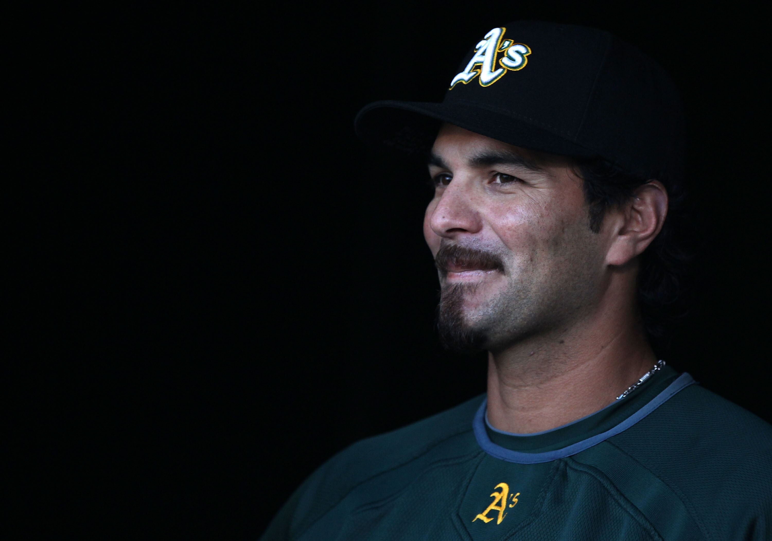 OAKLAND, CA - SEPTEMBER 03:  Eric Chavez #3 of the Oakland Athletics looks on against the Los Angeles Angels of Anaheim during a Major League Baseball game at the Oakland-Alameda County Coliseum on September 3, 2010 in Oakland, California.  (Photo by Jed 