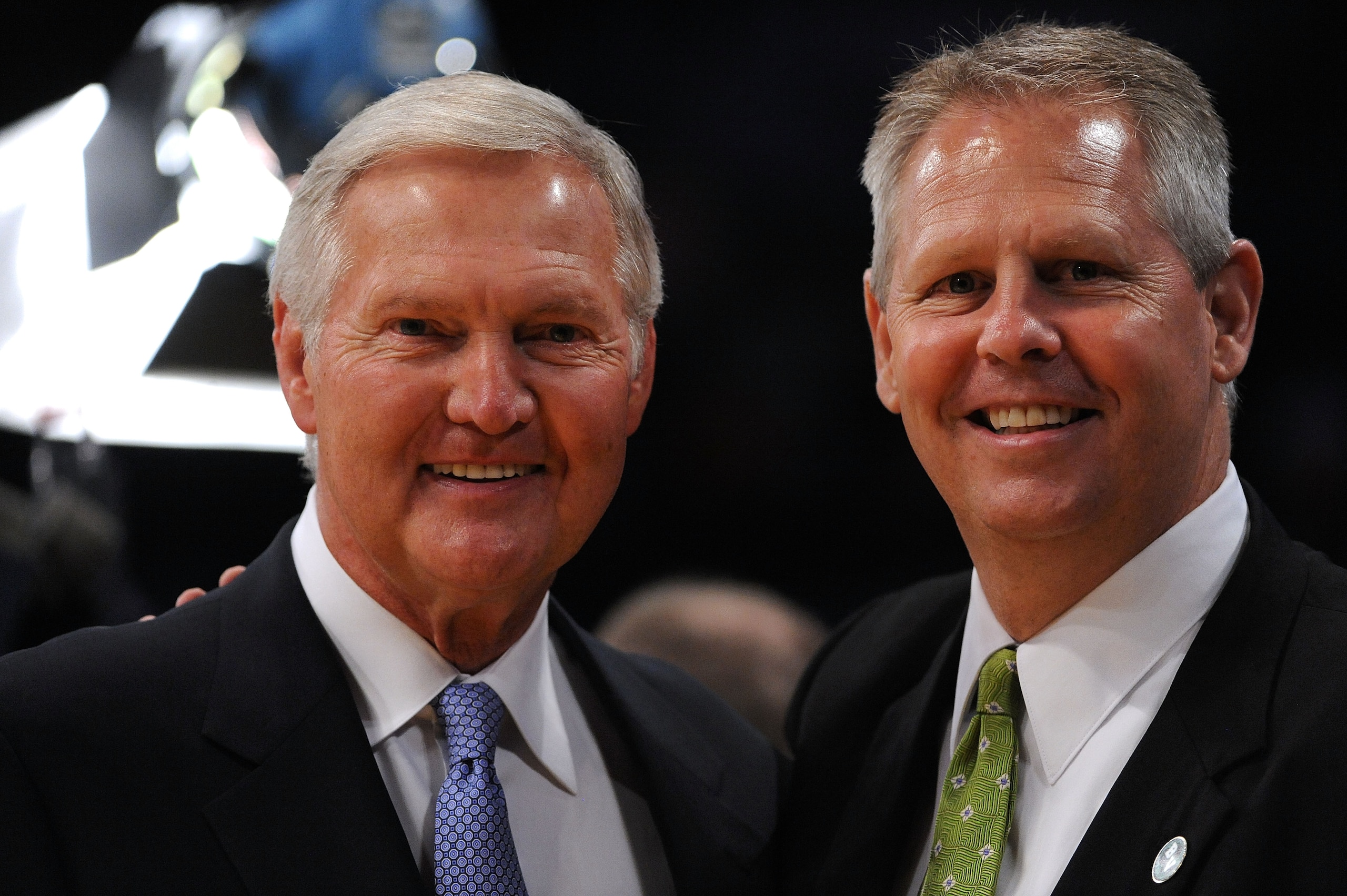 LOS ANGELES, CA - JUNE 03: Former Lakers player and Genral Manager Jerry West (L) and Team President Danny Ainge of the Boston Celtics pose for a photo as the Celtics get set to play the Los Angeles Lakers in Game One of the 2010 NBA Finals at Staples Ce LOS ANGELES, CA - JUNE 03: Former Lakers player and Genral Manager Jerry West (L) and Team President Danny Ainge of the Boston Celtics pose for a photo as the Celtics get set to play the Los Angeles Lakers in Game One of the 2010 NBA Finals at Staples Ce