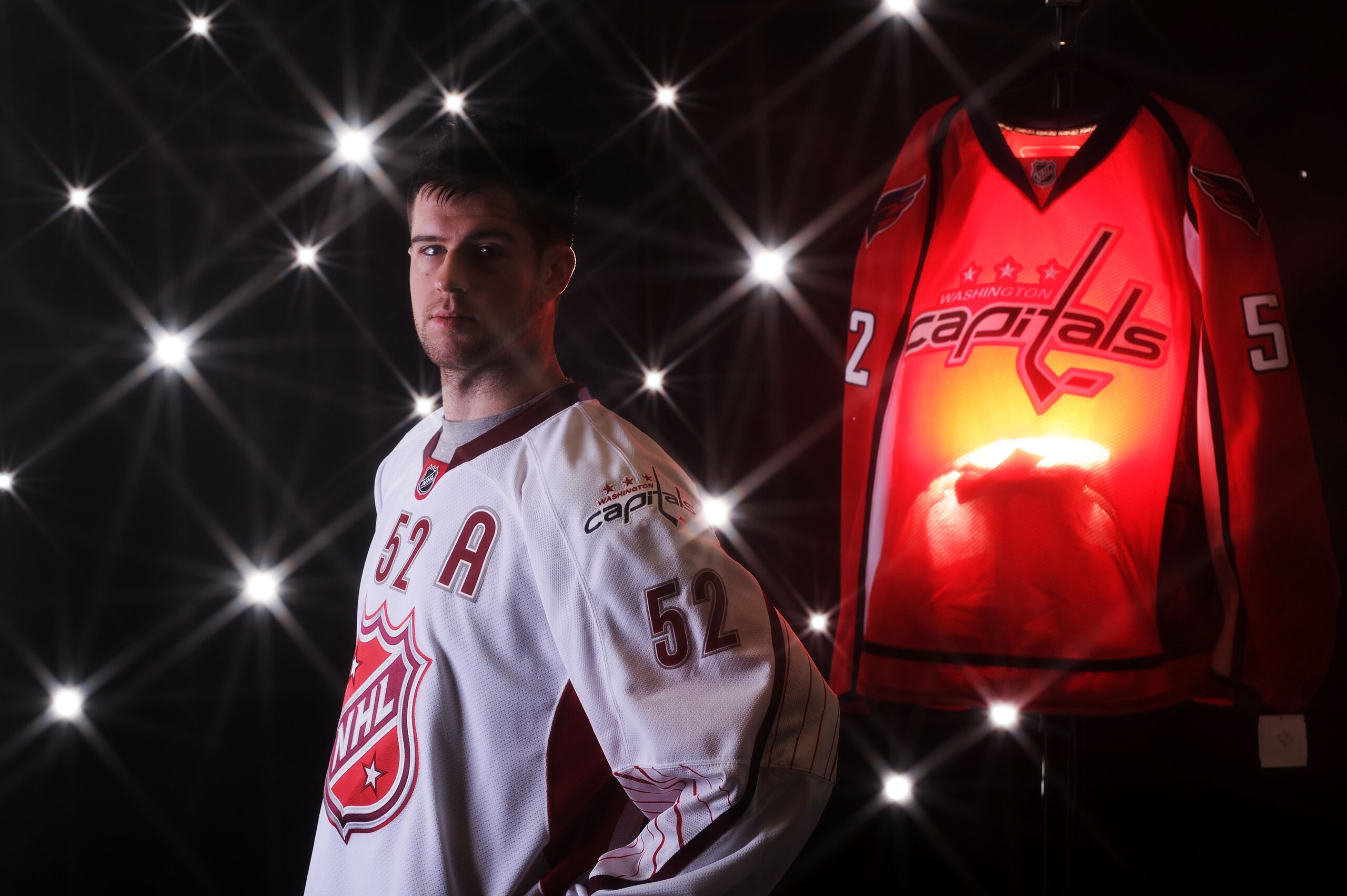 RALEIGH, NC - JANUARY 30:  (EDITORS NOTE: A special effects camera filter was used for this image.) Mike Green #52 of Washington Capitals for Team Staal poses for a portrait before the 58th NHL All-Star Game at RBC Center on January 30, 2011 in Raleigh, N