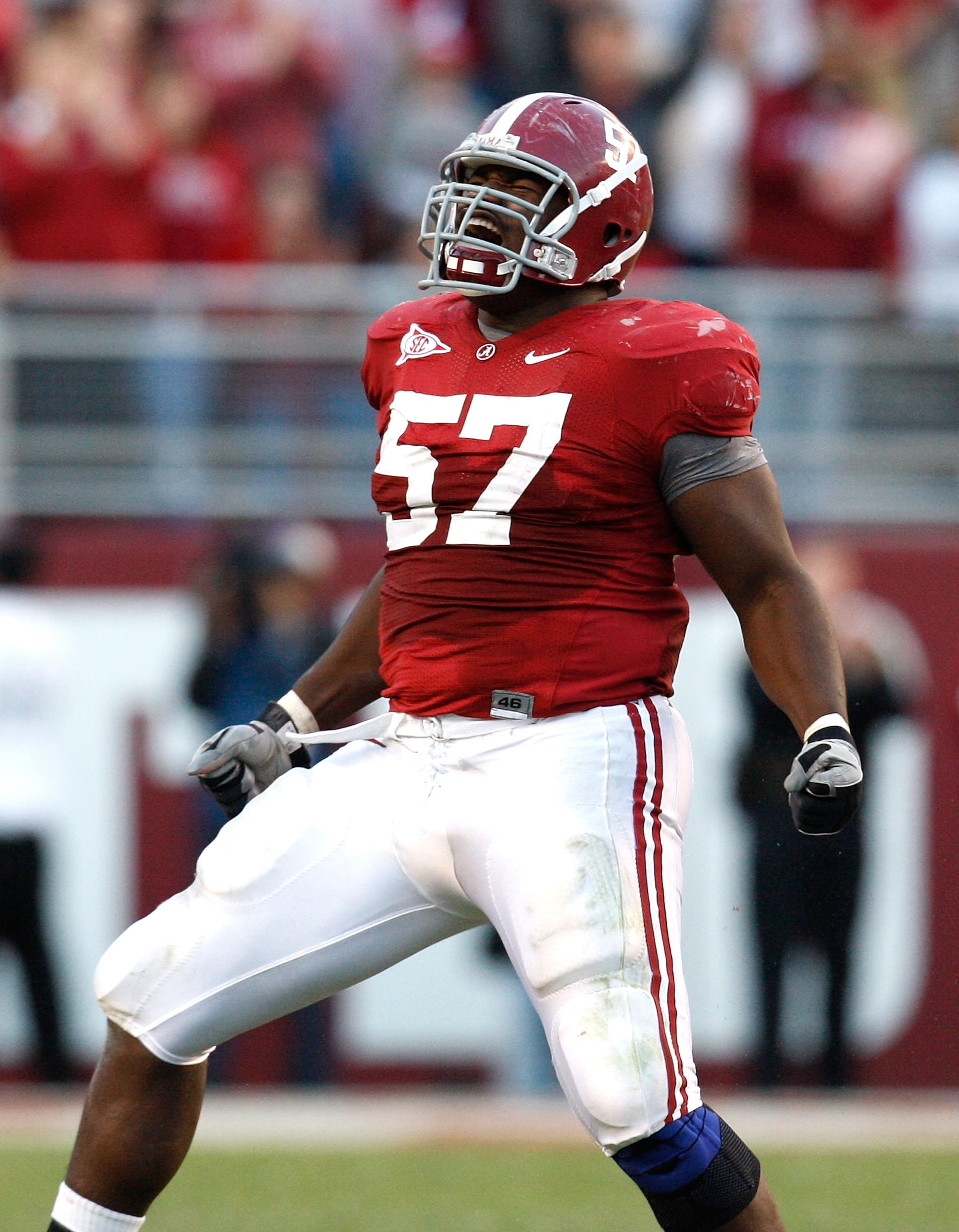 TUSCALOOSA, AL - OCTOBER 24:  Marcell Dareus #57 of the Alabama Crimson Tide against the Tennessee Volunteers at Bryant-Denny Stadium on October 24, 2009 in Tuscaloosa, Alabama.  (Photo by Kevin C. Cox/Getty Images)