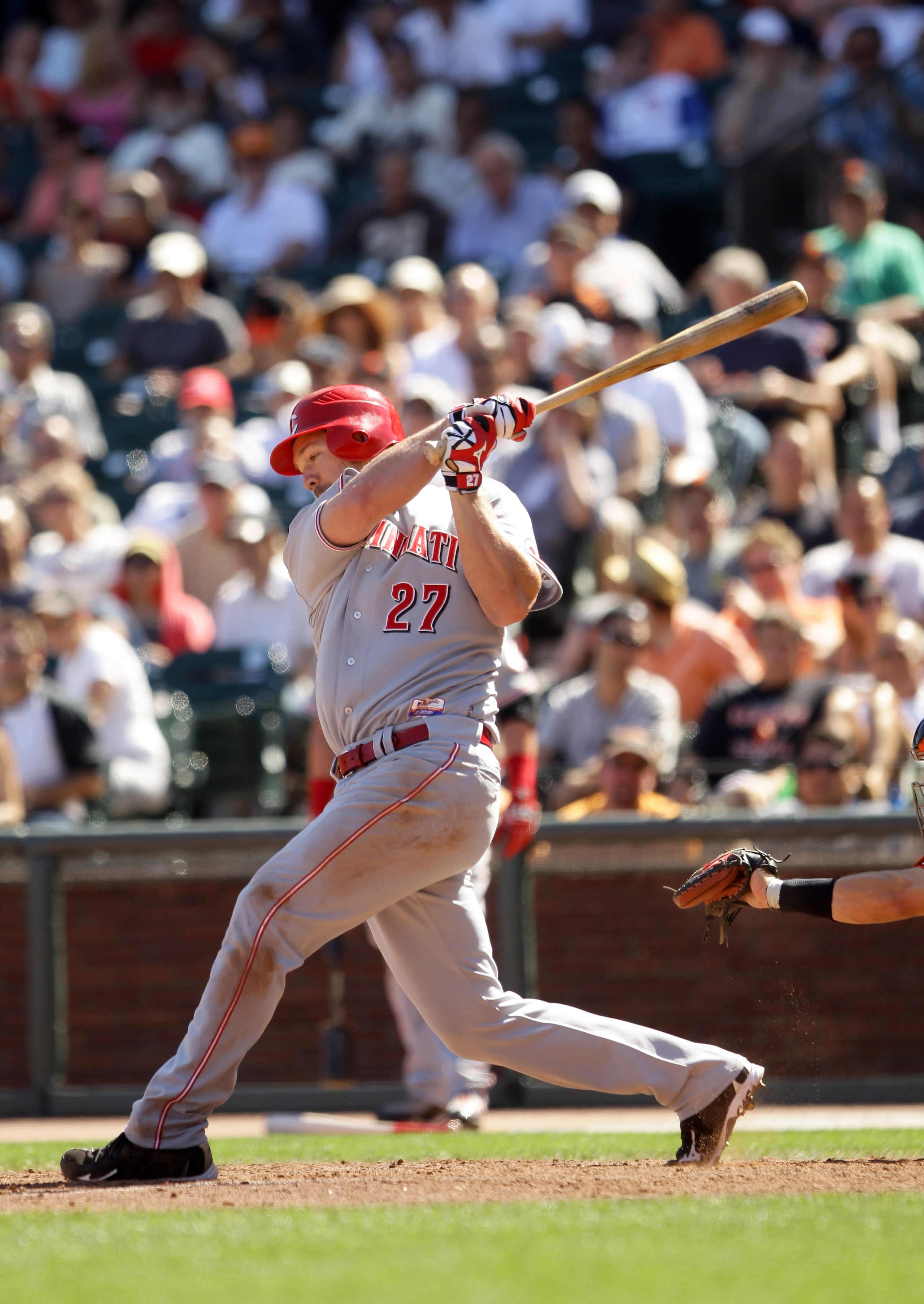 SAN FRANCISCO - AUGUST 25: Scott Rolen #27 of the Cincinnati Reds bats against the San Francisco Giants at AT&T Park on August 25, 2010 in San Francisco, California. (Photo by Ezra Shaw/Getty Images) SAN FRANCISCO - AUGUST 25: Scott Rolen #27 of the Cincinnati Reds bats against the San Francisco Giants at AT&T Park on August 25, 2010 in San Francisco, California. (Photo by Ezra Shaw/Getty Images)