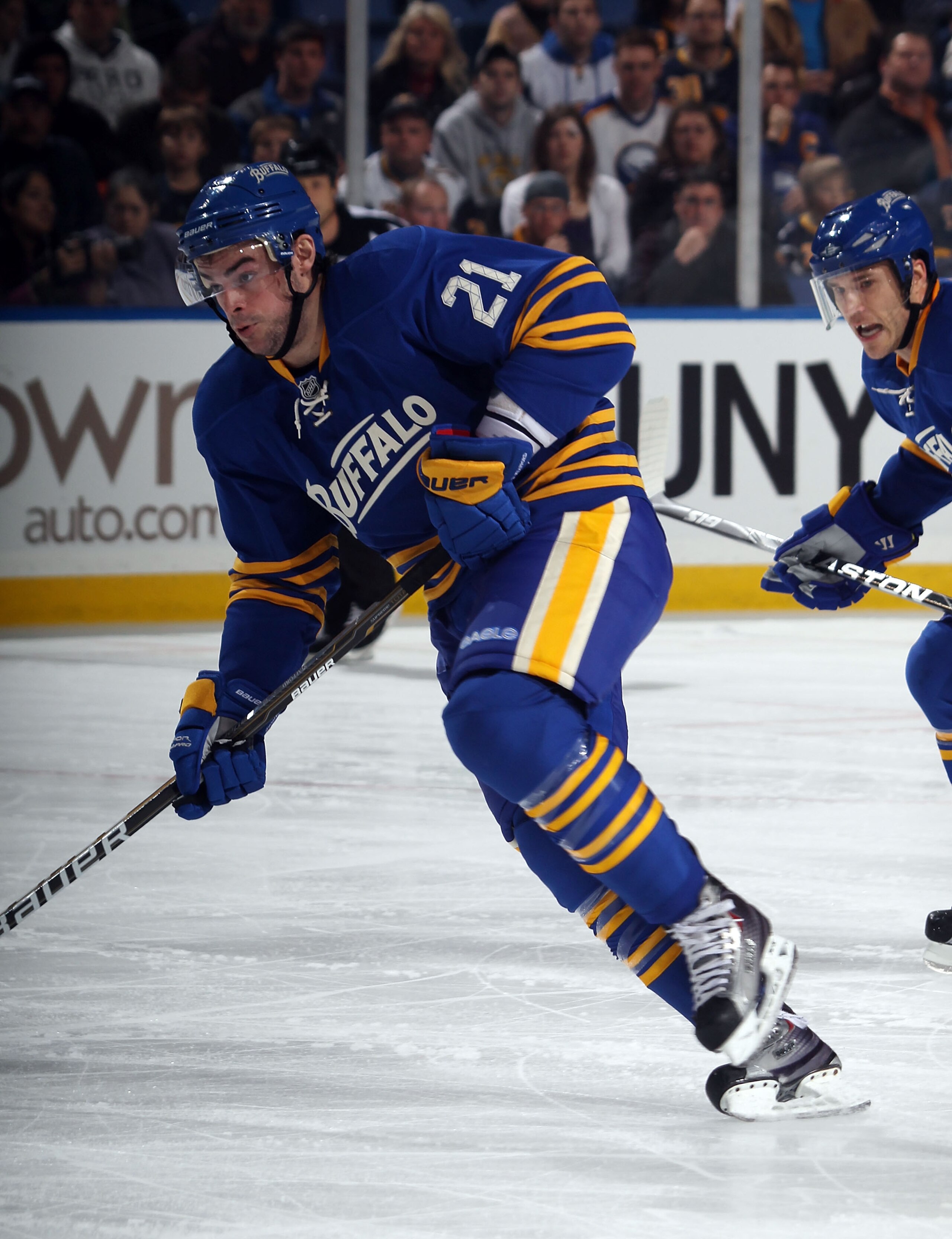 BUFFALO, NY - NOVEMBER 03:  Drew Stafford #21 of the Buffalo Sabres skates against the Boston Bruins at the HSBC Arena on November 3, 2010 in Buffalo, New York. The Bruins defeated the Sabres 5-2.  (Photo by Bruce Bennett/Getty Images)