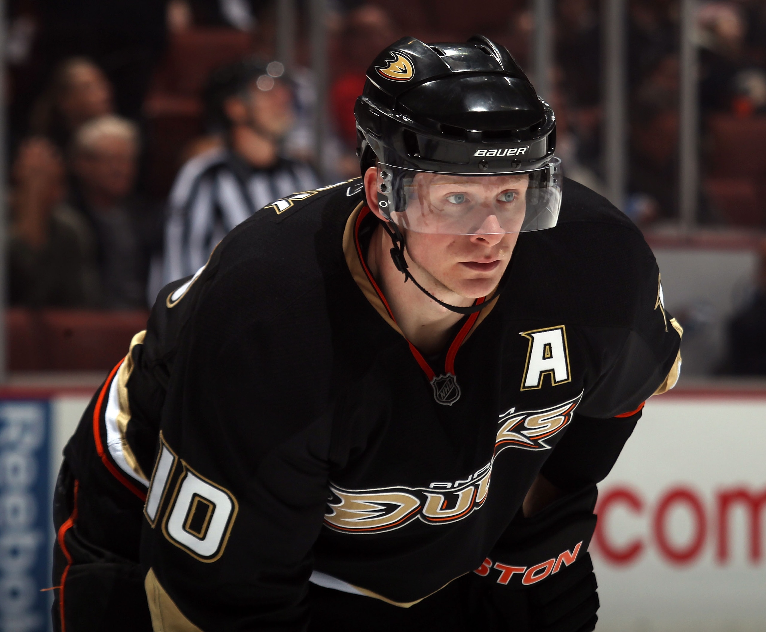 ANAHEIM, CA - JANUARY 12: Corey Perry #10 of the Anaheim Ducks skates against the St. Louis Blues at the Honda Center on January 12, 2011 in Anaheim, California.  (Photo by Bruce Bennett/Getty Images)