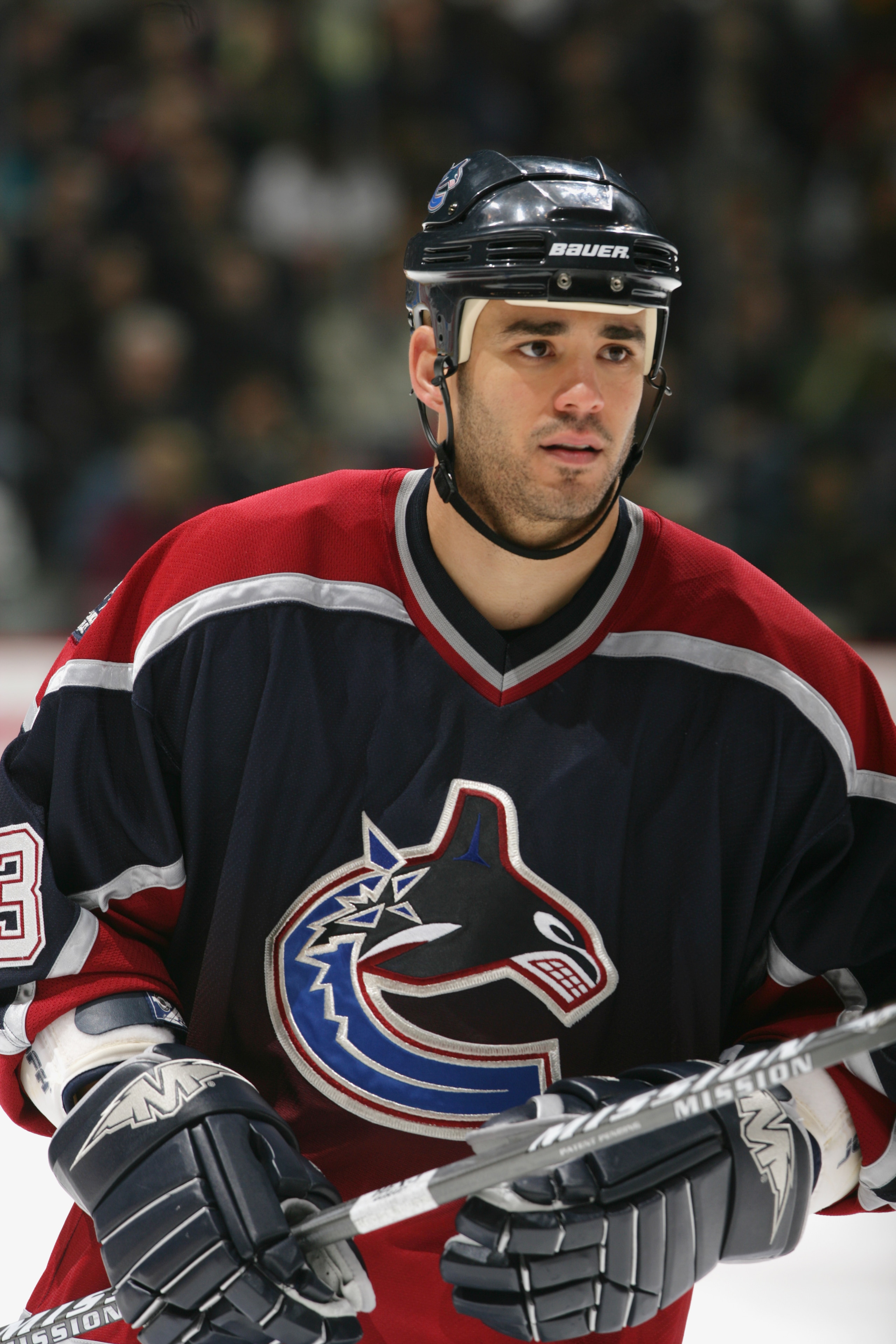 VANCOUVER - MARCH 23:  Sean Brown #23 of the Vancouver Canucks looks on during the NHL game against the Edmonton Oilers on March 23, 2006 at General Motors Place in Vancouver, British Columbia, Canada. Vancouver defeated Edmonton 4-3 in a shoot out.  (Pho