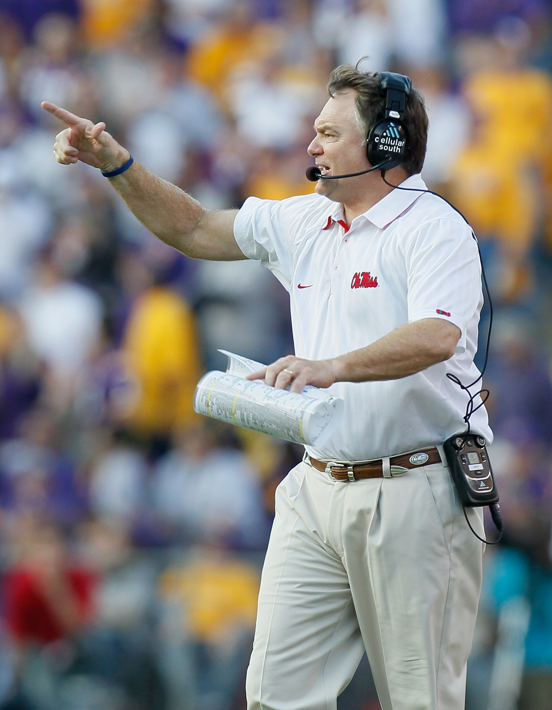 BATON ROUGE, LA - NOVEMBER 20:  Head coach Houston Nutt of the Ole Miss Rebels against the Louisiana State University Tigers at Tiger Stadium on November 20, 2010 in Baton Rouge, Louisiana.  (Photo by Kevin C. Cox/Getty Images)