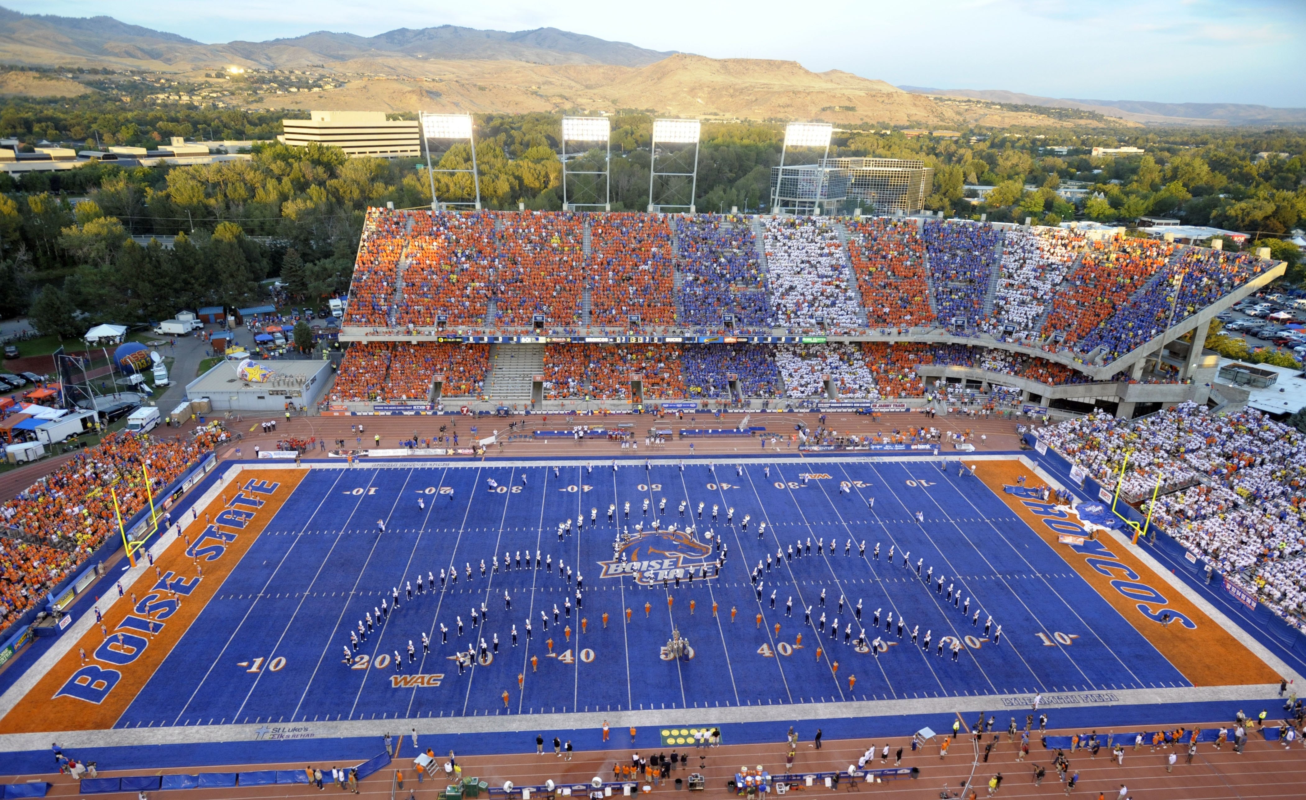 BOISE, ID - SEPTEMBER 3:  Boise State fans fill the colorful seating sections in Bronco Stadium before the game between the Oregon Ducks and the Boise State Broncos on September 3, 2009 in Boise, Idaho. (Photo by Steve Dykes/Getty Images)