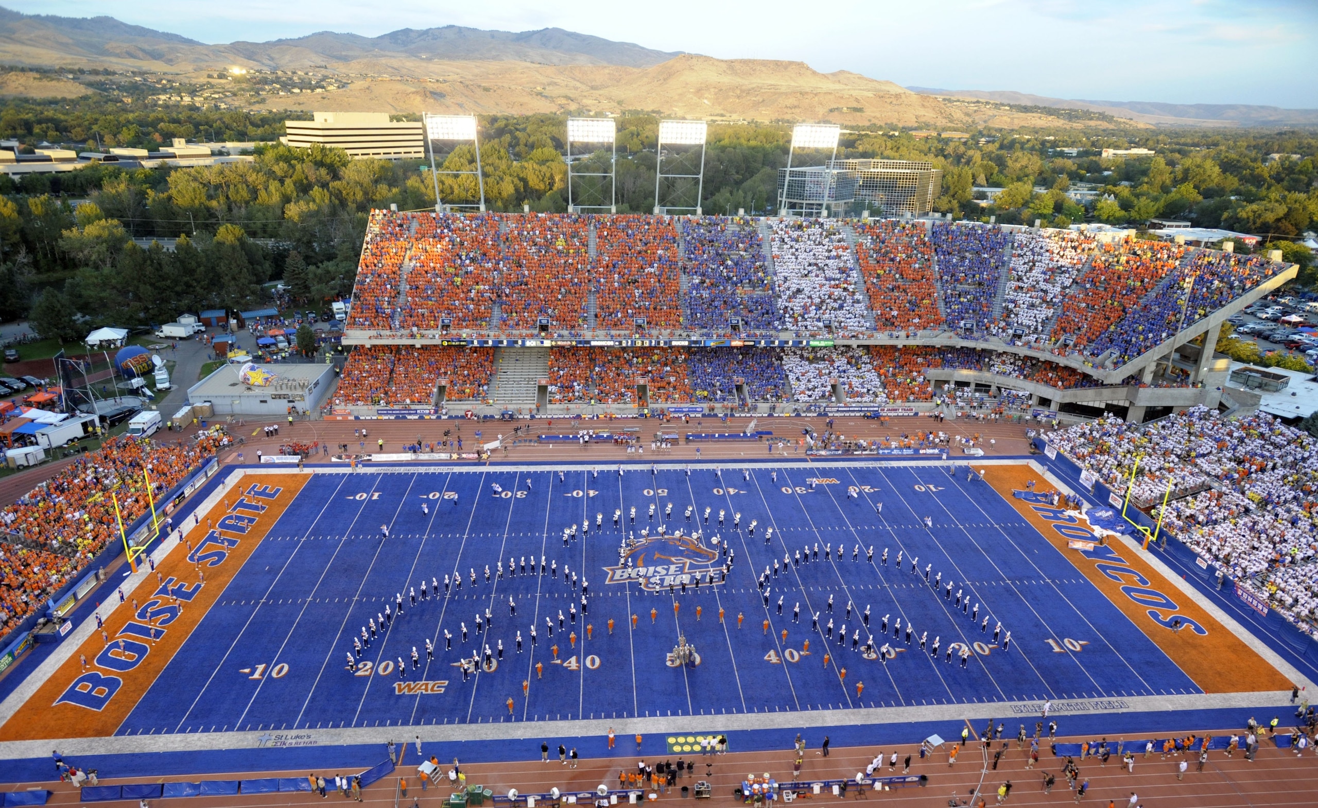 BOISE, ID - SEPTEMBER 3:  Boise State fans fill the colorful seating sections in Bronco Stadium before the game between the Oregon Ducks and the Boise State Broncos on September 3, 2009 in Boise, Idaho. (Photo by Steve Dykes/Getty Images)