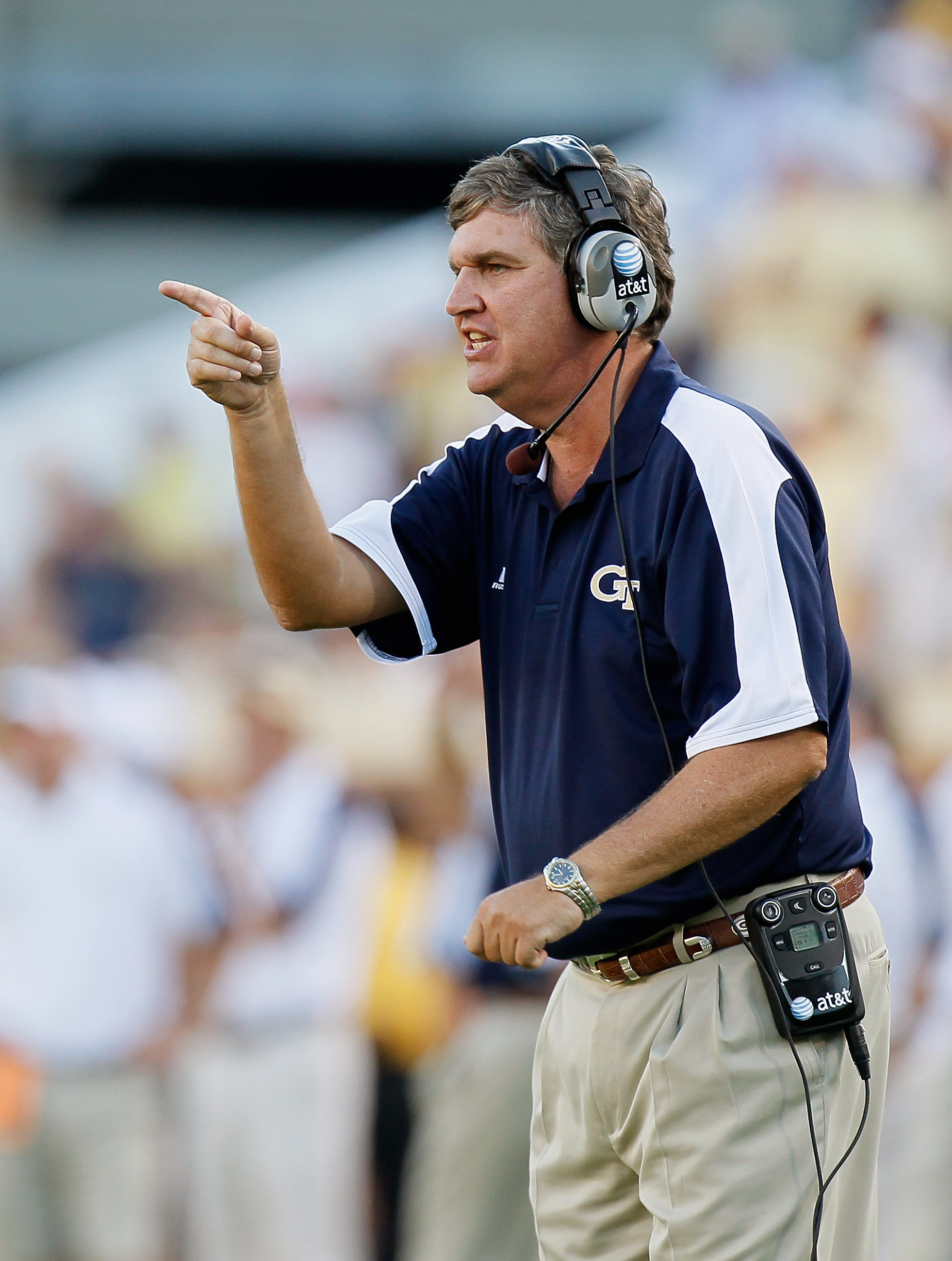 ATLANTA - OCTOBER 09:  Head coach Paul Johnson of the Georgia Tech Yellow Jackets against the Virginia Cavaliers at Bobby Dodd Stadium on October 9, 2010 in Atlanta, Georgia.  (Photo by Kevin C. Cox/Getty Images)