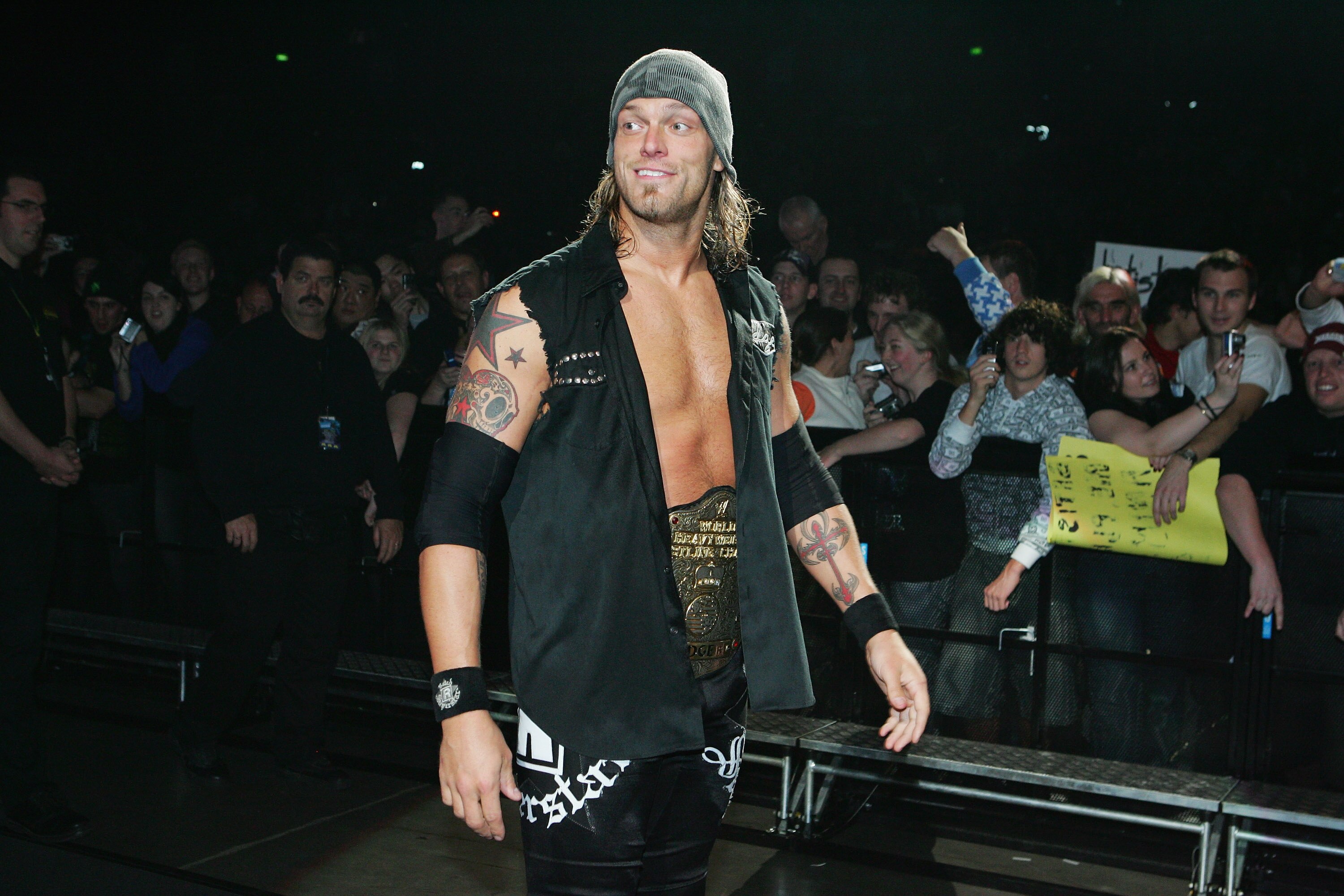 SYDNEY, AUSTRALIA - JUNE 15:  World Heavyweight Champion Edge walks to the ring during WWE Smackdown at Acer Arena on June 15, 2008 in Sydney, Australia.  (Photo by Gaye Gerard/Getty Images)