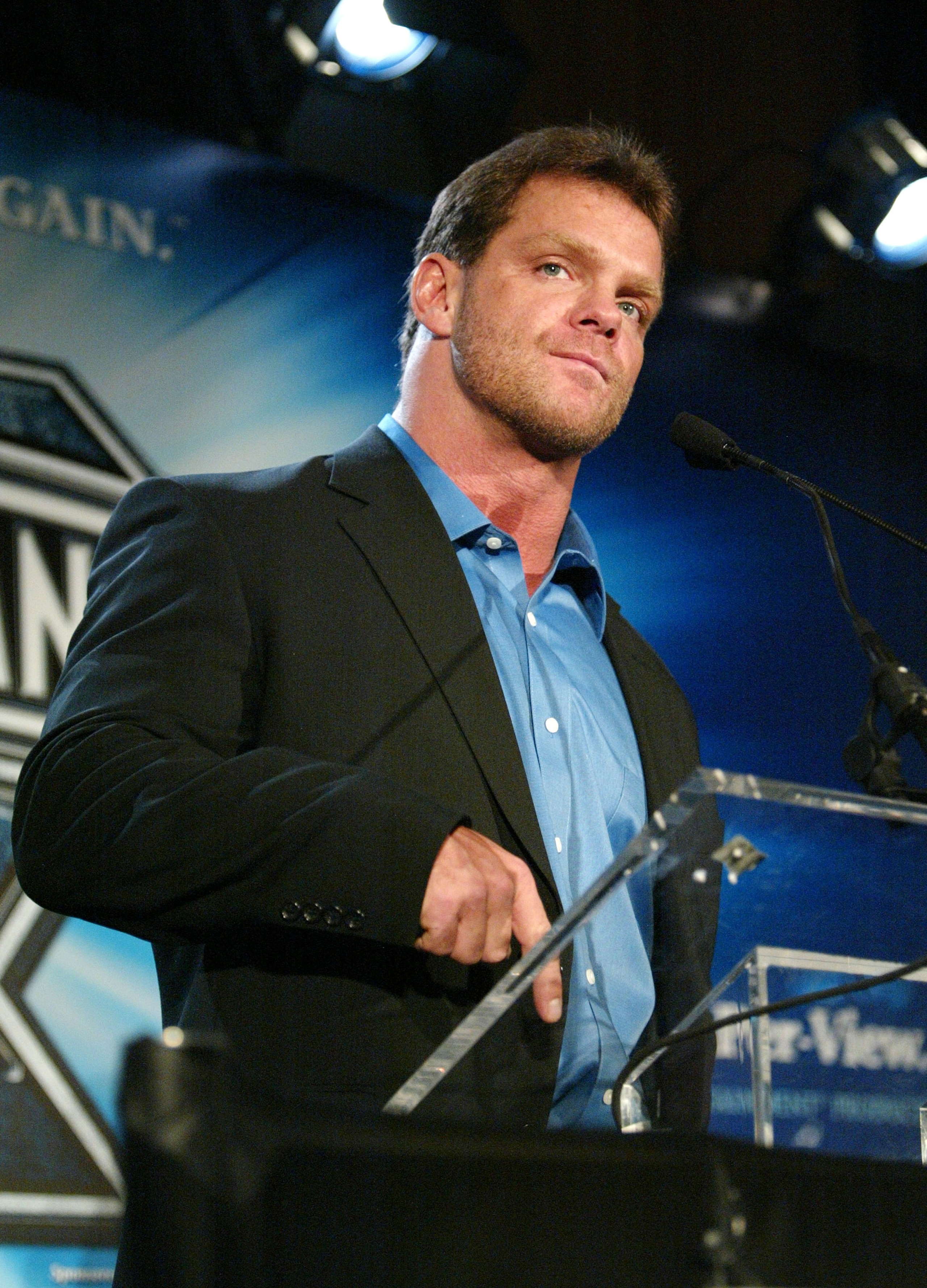 NEW YORK - MARCH 11:  (FILE) Wrestler Chris Benoit attends a press conference to promote Wrestlemania XX at Planet Hollywood March 11, 2004 in New York City. Benoit, his wife Nancy and their son Daniel, 7-years-old, were found dead June 25, 2007 at their