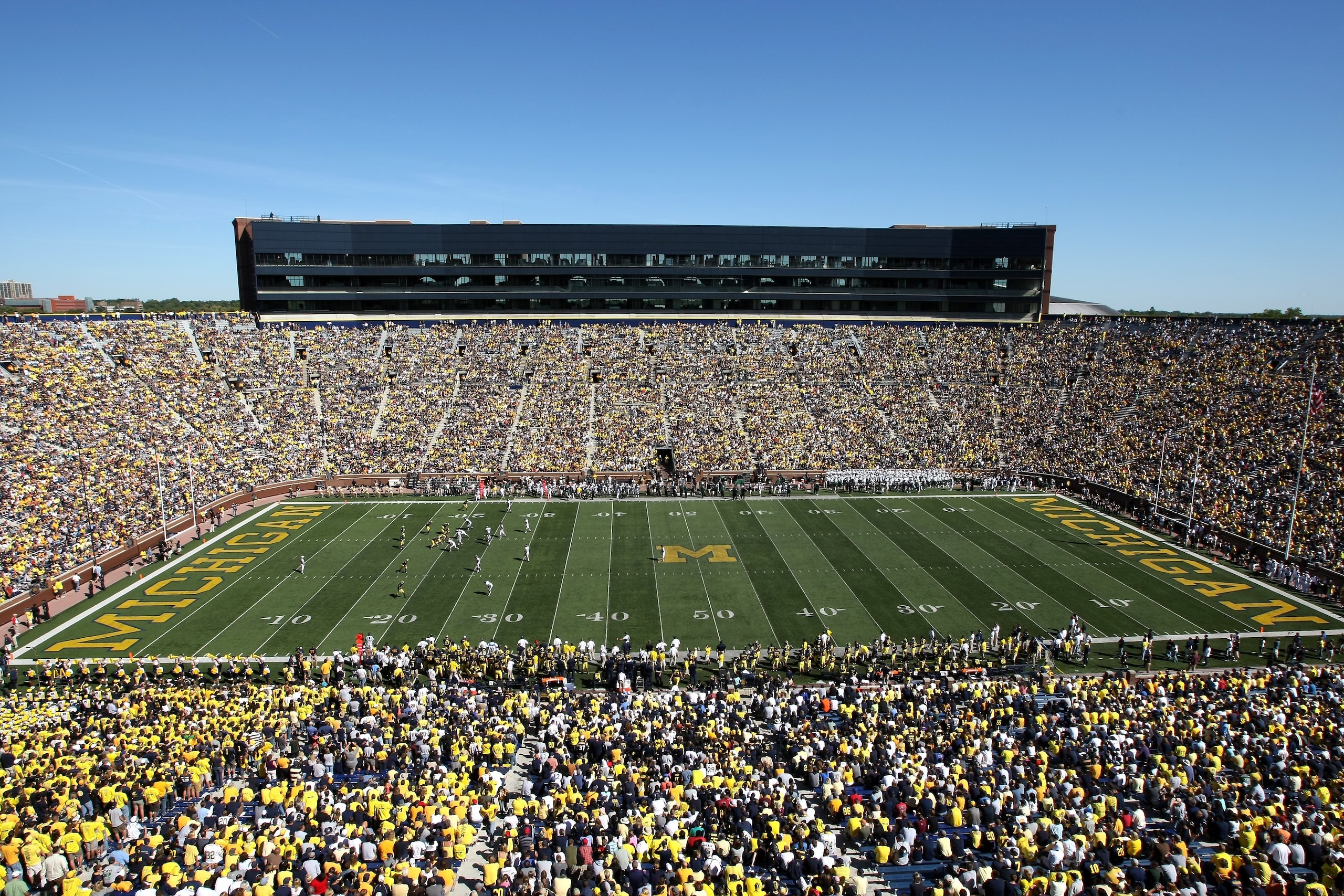 ANN ARBOR, MI - SEPTEMBER 19: General view of Michigan Stadium during the game between the Michigan Wolverines and the Eastern Michigan Eagles on September 19, 2009 in Ann Arbor, Michigan.  Michigan won 45-17.  (Photo by Stephen Dunn/Getty Images)