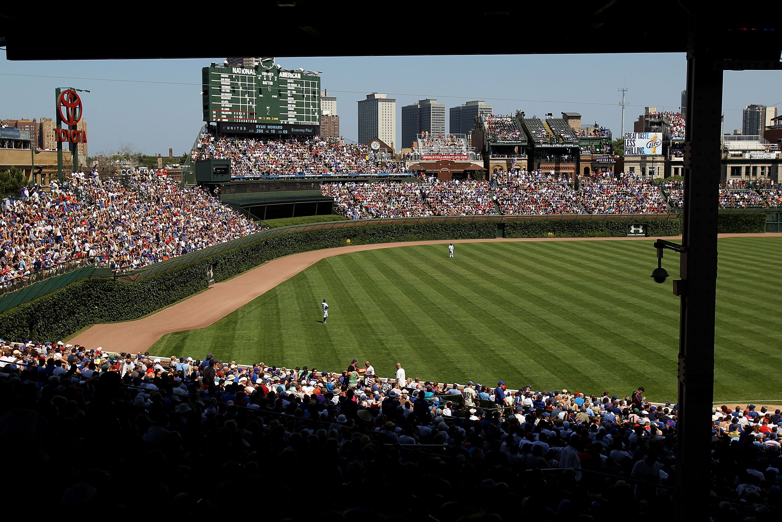 CHICAGO - JULY 16: A general view of Wrigley Field as the Chicago Cubs take on the Philadelphia Phillies on July 16, 2010 in Chicago, Illinois. The Cubs defeated the Phillies 4-3. (Photo by Jonathan Daniel/Getty Images)