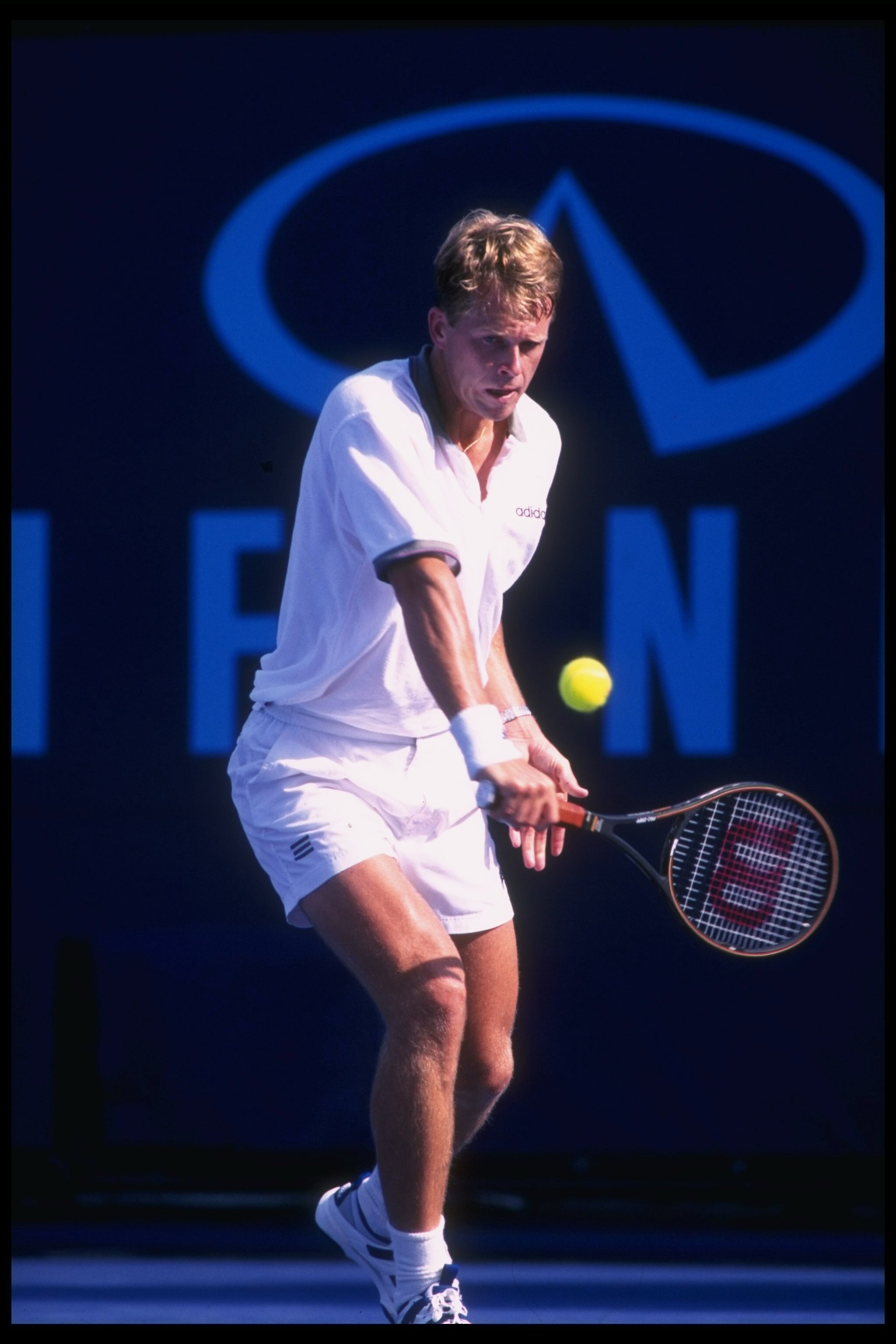 2 Aug 1996:  Stefan Edberg hits the ball during the Infiniti Open in Westwood, California. Mandatory Credit: J.D. Cuban  /Allsport