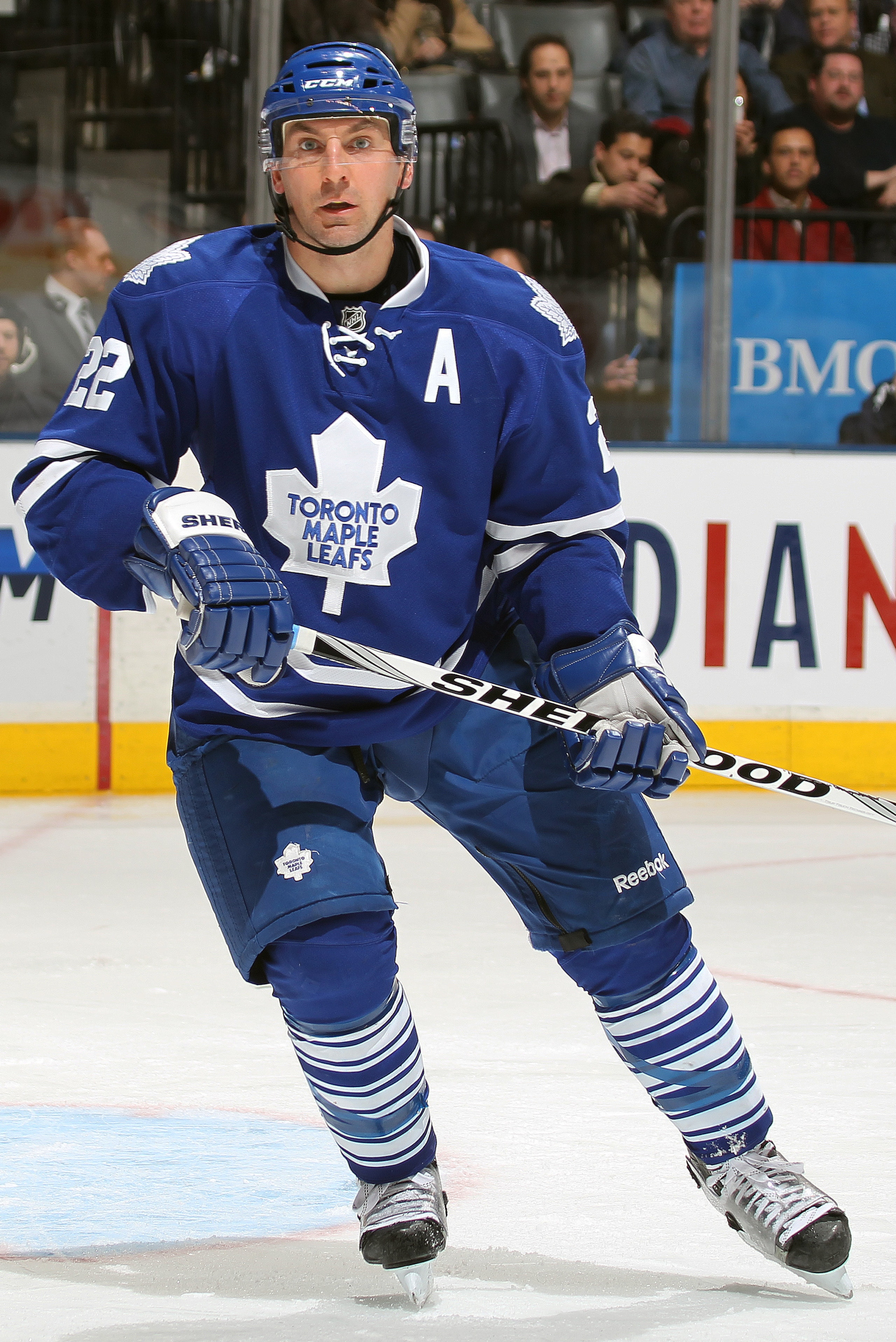 TORONTO, CAN - FEBRUARY 7:  Francois Beauchemin #22 of the Toronto Maple Leafs skates in a game against the Atlanta Thrashers on February 7, 2011 at the Air Canada Centre in Toronto, Canada. The Leafs defeated the Thrashers 5-4. (Photo by Claus Andersen/G
