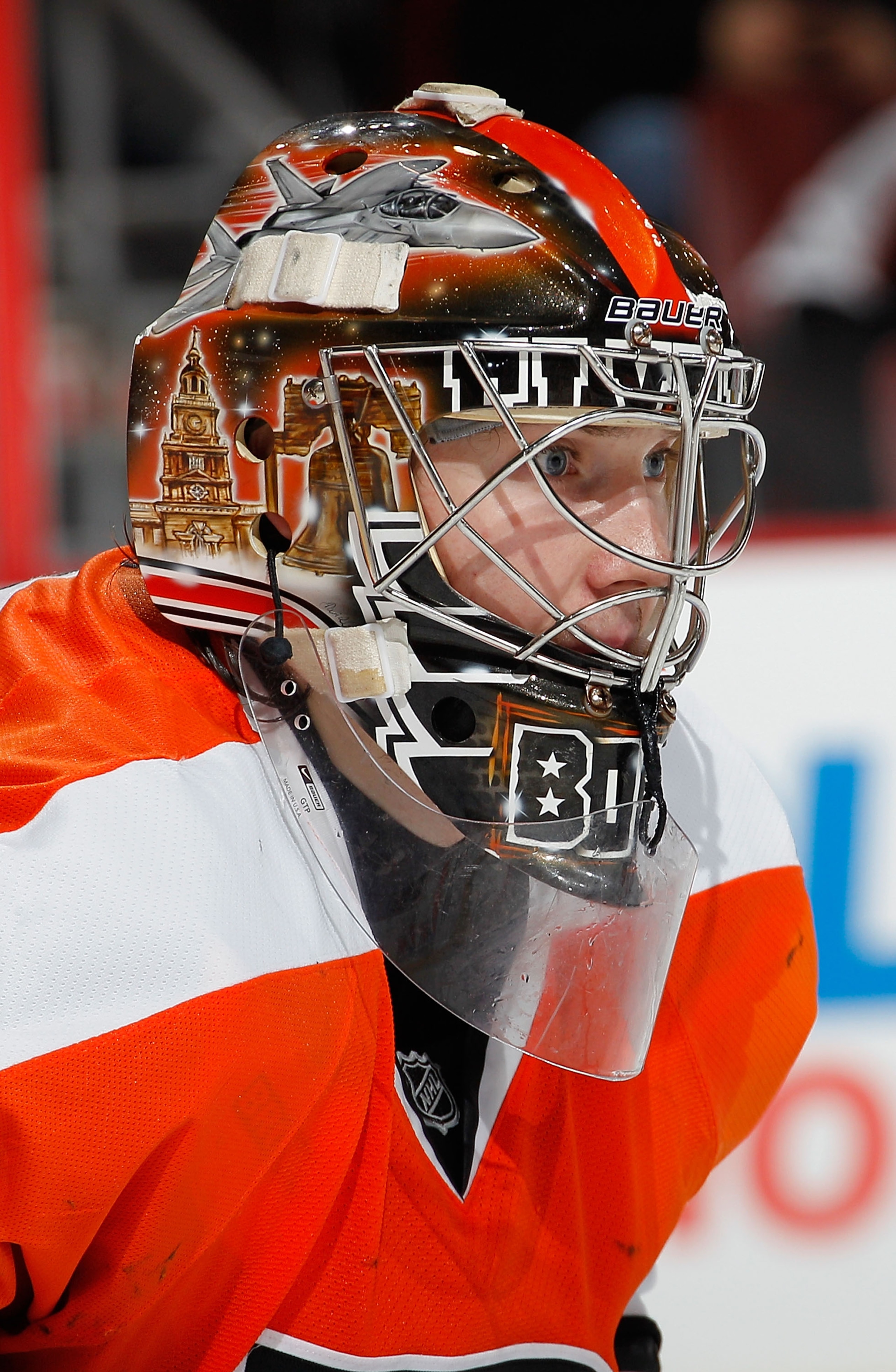 PHILADELPHIA, PA - FEBRUARY 03:  Goalie Sergei Bobrovsky #35 of the Philadelphia Flyers  follows the puck during an NHL hockey game against the Nashville Predators at the Wells Fargo Center on February 3, 2011 in Philadelphia, Pennsylvania.  (Photo by Pau