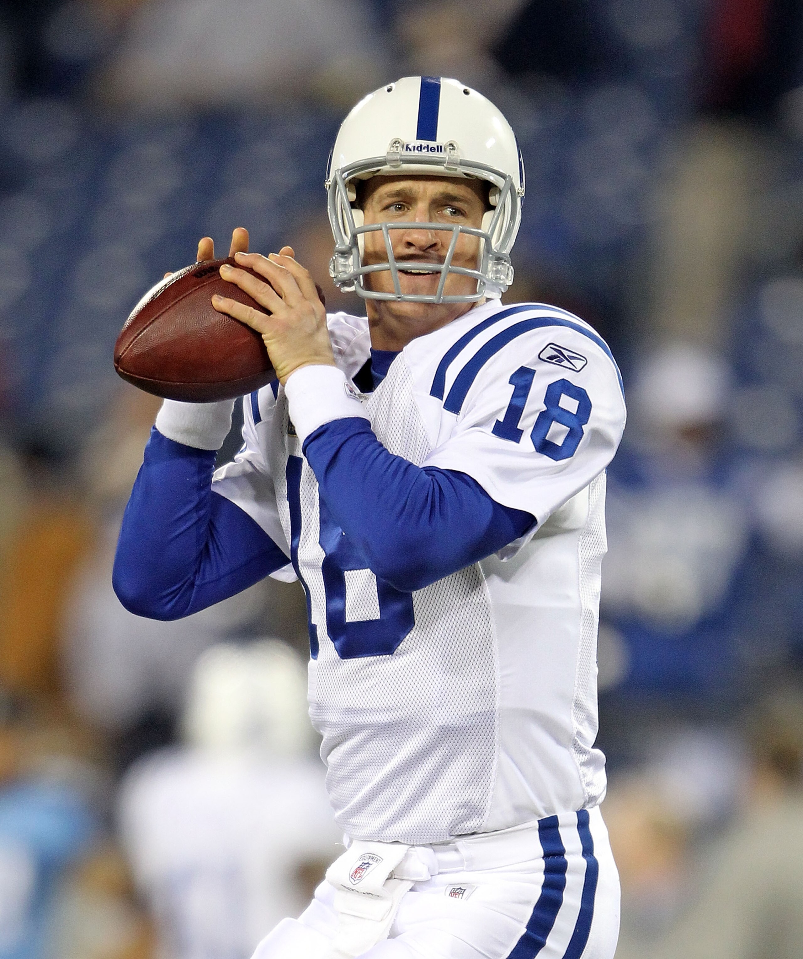 NASHVILLE, TN - DECEMBER 09:  Peyton Manning #18 of the Indianapolis Colts throws a pass before the NFL game against the Tennessee Titans  at LP Field on December 9, 2010 in Nashville, Tennessee.  (Photo by Andy Lyons/Getty Images)