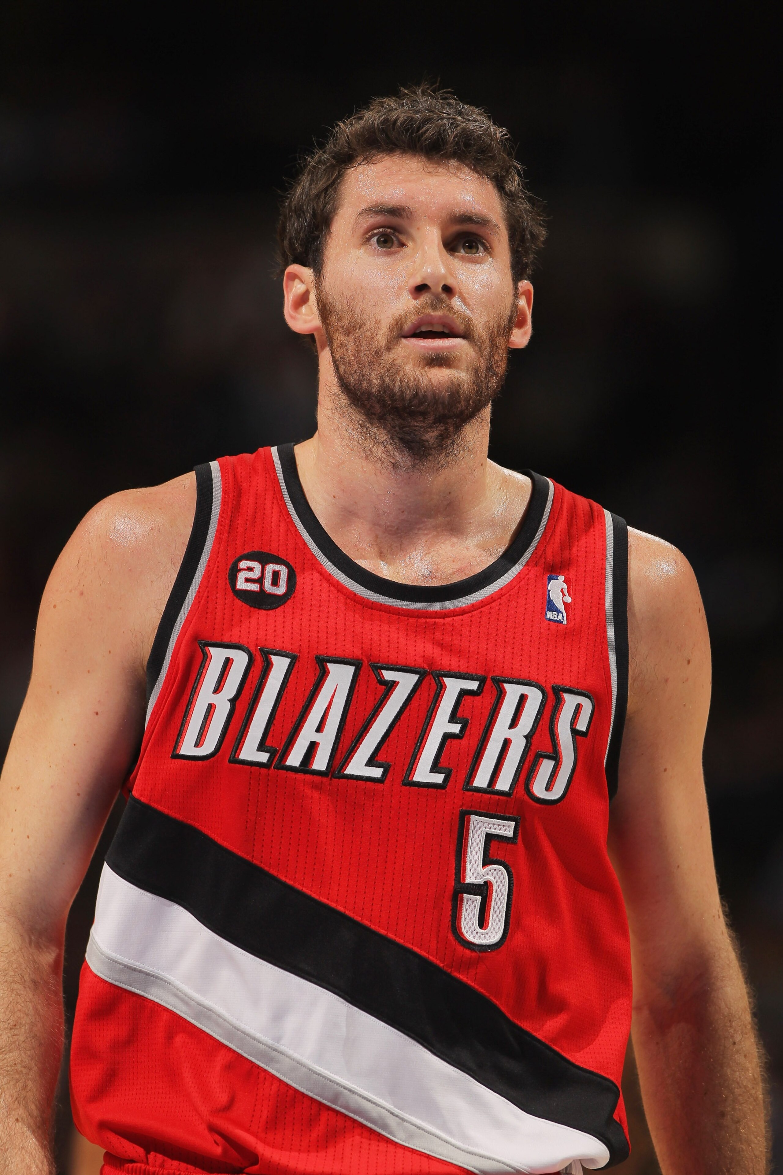 DENVER - DECEMBER 28:  Rudy Fernandez #5 of the Portland Trail Blazers looks on during a break in the action against the Denver Nuggets at Pepsi Center on December 28, 2010 in Denver, Colorado. The Nuggets defeated the Blazers 95-77. NOTE TO USER: User ex
