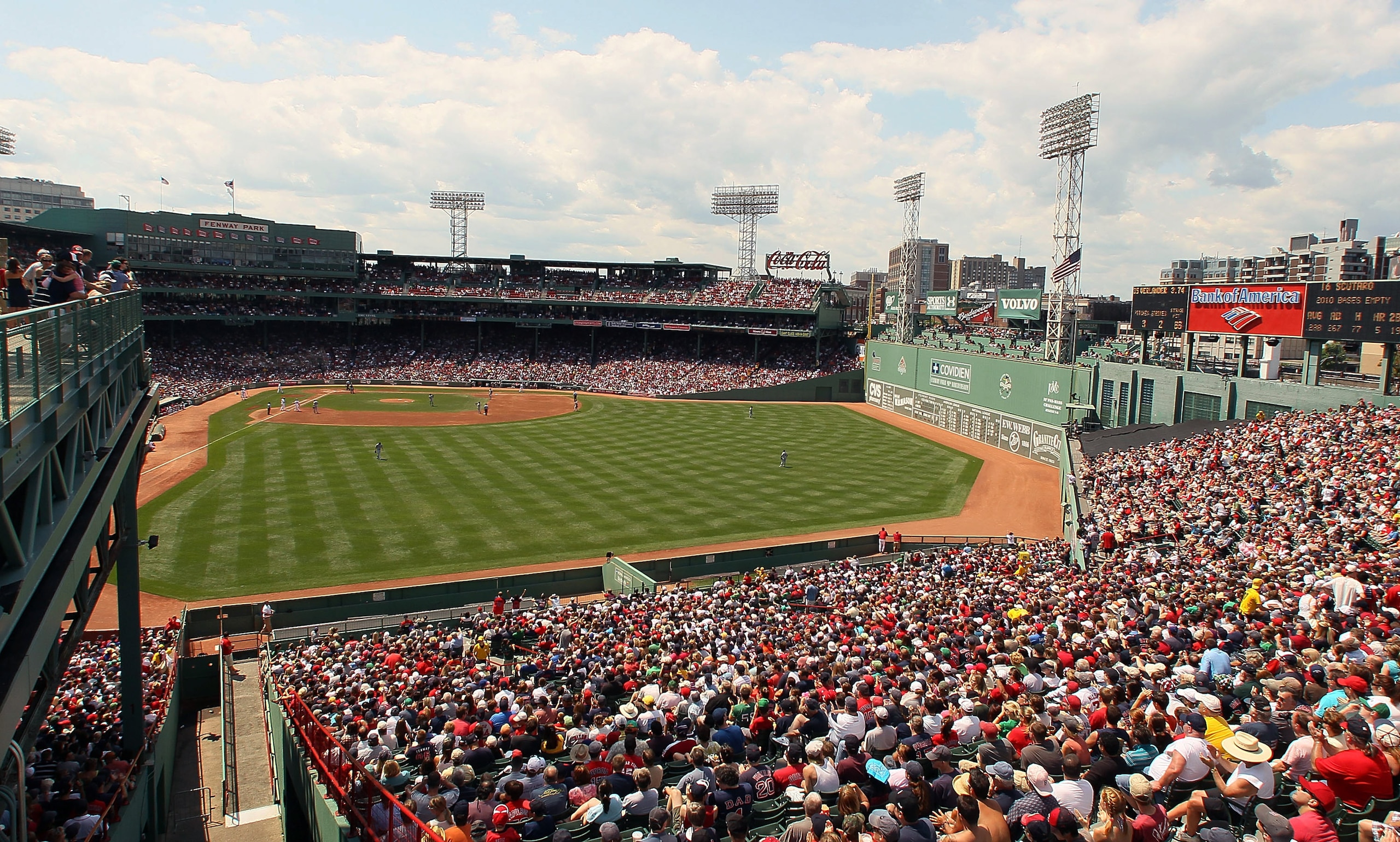 BOSTON - AUGUST 01:  A view from the bleacher seats in the second inning of the game between the Detroit Tigers and the Boston Red Sox on August 1, 2010 at Fenway Park in Boston, Massachusetts.  (Photo by Elsa/Getty Images)