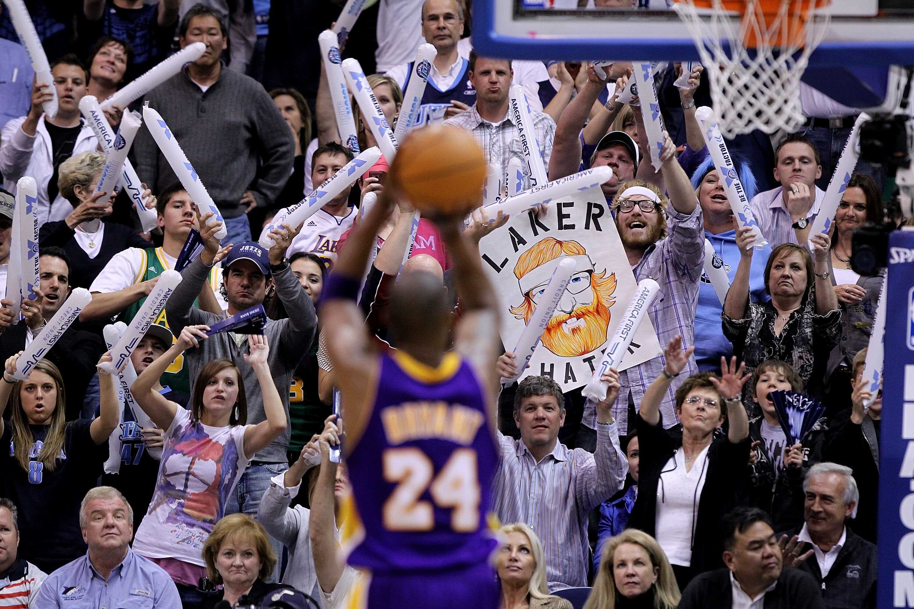 SALT LAKE CITY - MAY 10: Kobe Bryant #24 of the Los Angeles Lakers shoots a free throw against the Utah Jazz during Game Four of the Western Conference Semifinals of the 2010 NBA Playoffs on May 10, 2010 at Energy Solutions Arena in Salt Lake City, Utah.