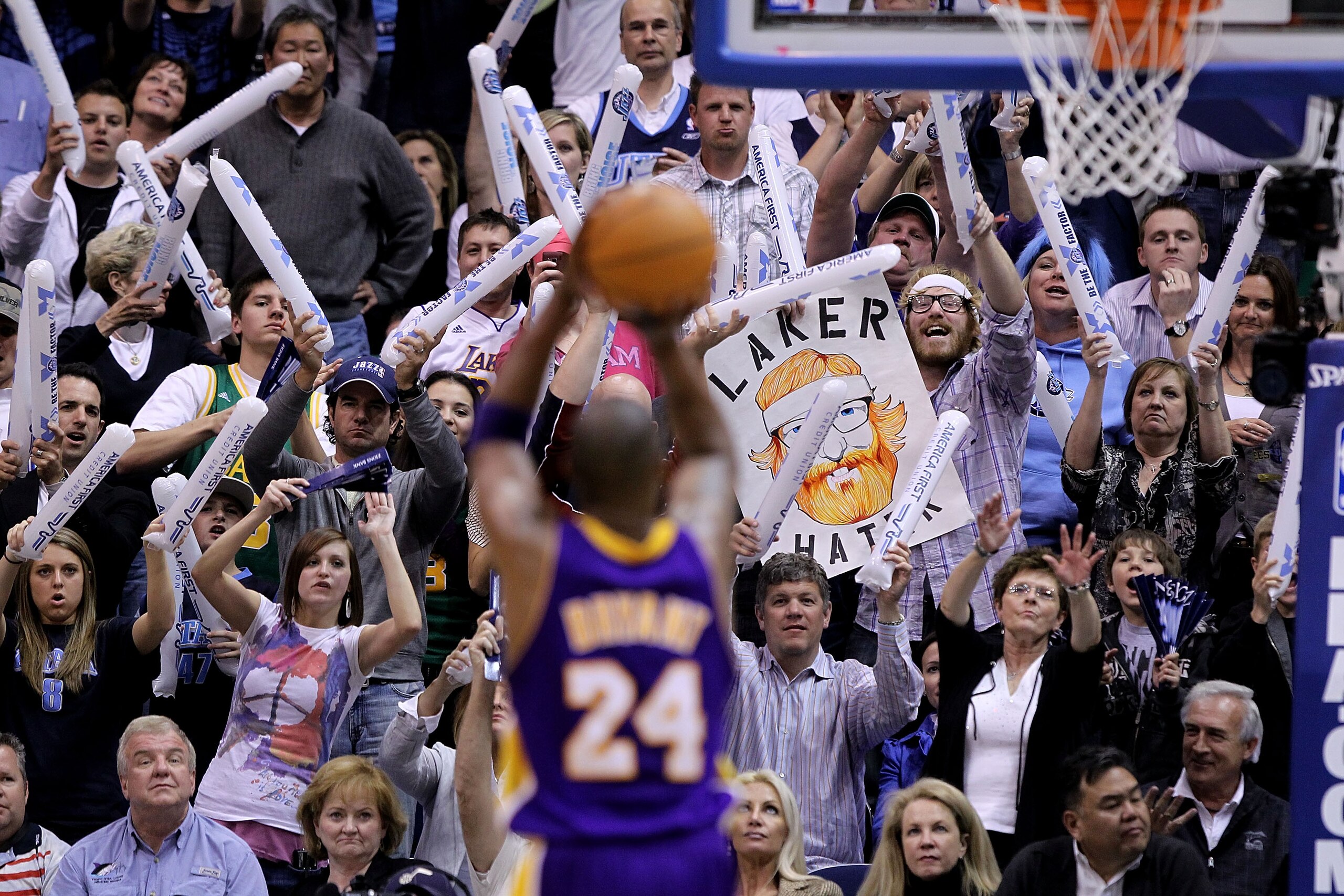 SALT LAKE CITY - MAY 10: Kobe Bryant #24 of the Los Angeles Lakers shoots a free throw against the Utah Jazz during Game Four of the Western Conference Semifinals of the 2010 NBA Playoffs on May 10, 2010 at Energy Solutions Arena in Salt Lake City, Utah.