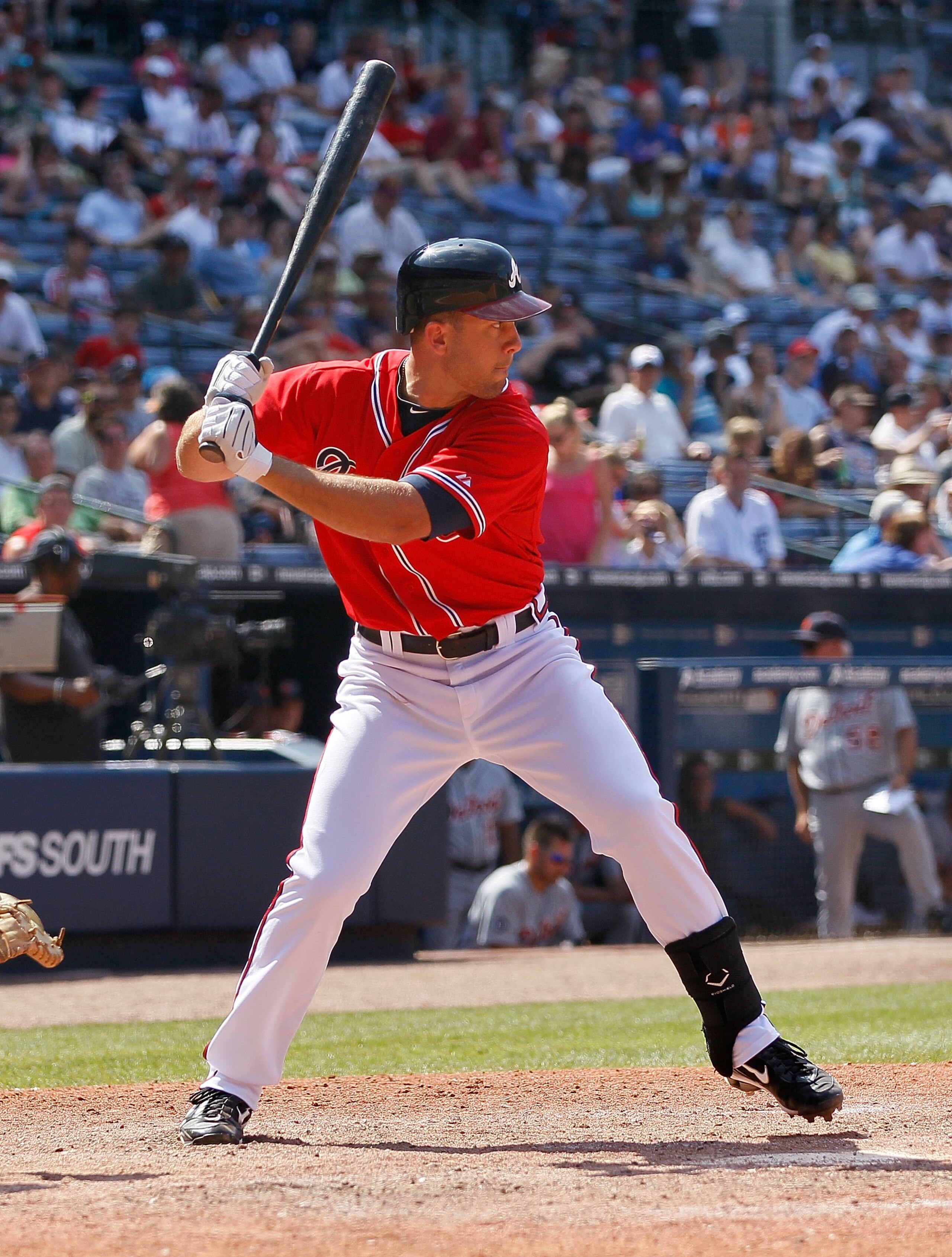 ATLANTA - JUNE 27:  Brandon Hicks #18 of the Atlanta Braves against the Detroit Tigers at Turner Field on June 27, 2010 in Atlanta, Georgia.  (Photo by Kevin C. Cox/Getty Images)