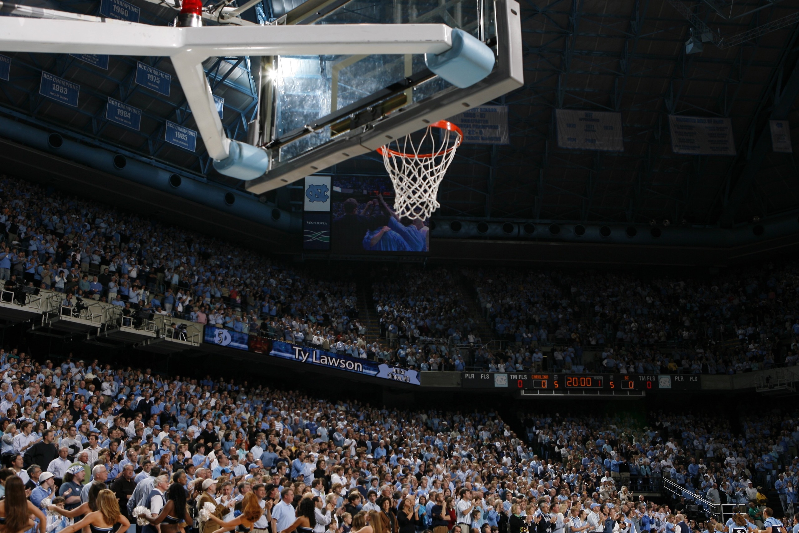 CHAPEL HILL, NC - JANUARY 4:  A general view of the fans in their seats as Ty Lawson #5 of the North Carolina Tar Heels is introduced prior to their game against the Boston College Eagles on January 4, 2009 at the Dean E. Smith Center in Chapel Hill, Nort