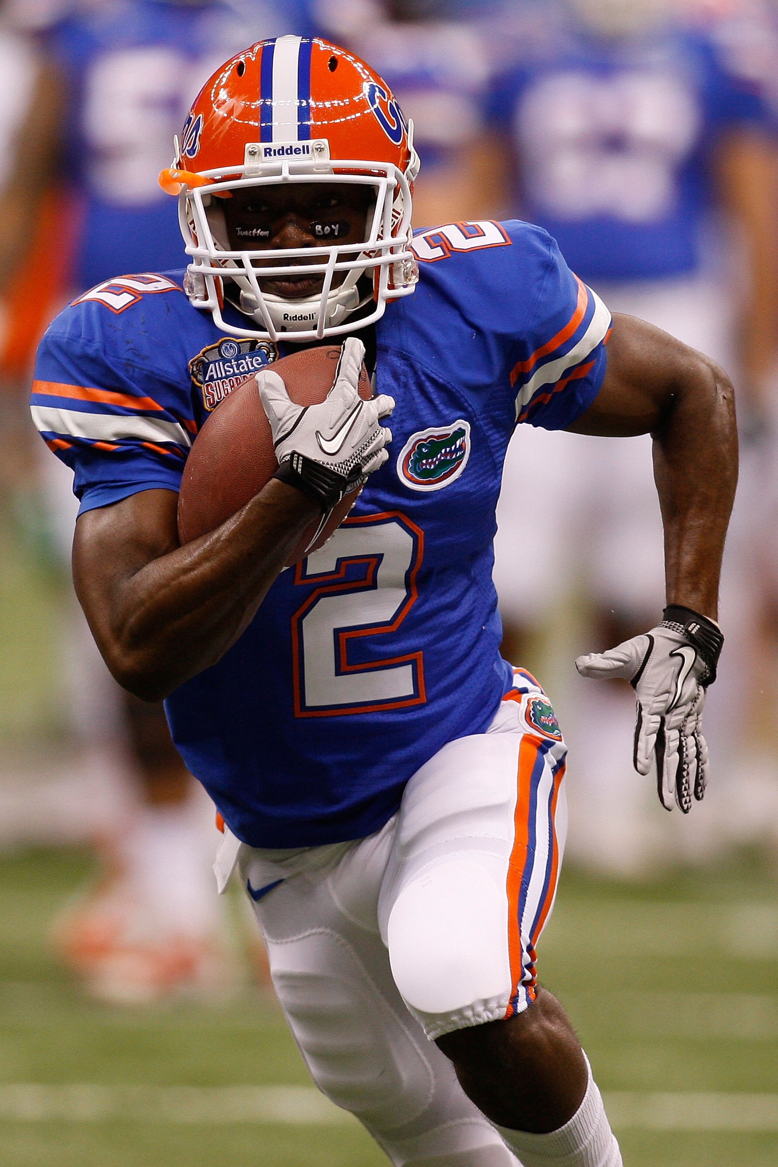 NEW ORLEANS - JANUARY 01:  Jeffrey Demps #2 of the Florida Gators warms up before playing the Cincinnati Bearcats during the Allstate Sugar Bowl at the Louisana Superdome on January 1, 2010 in New Orleans, Louisiana.  (Photo by Chris Graythen/Getty Images