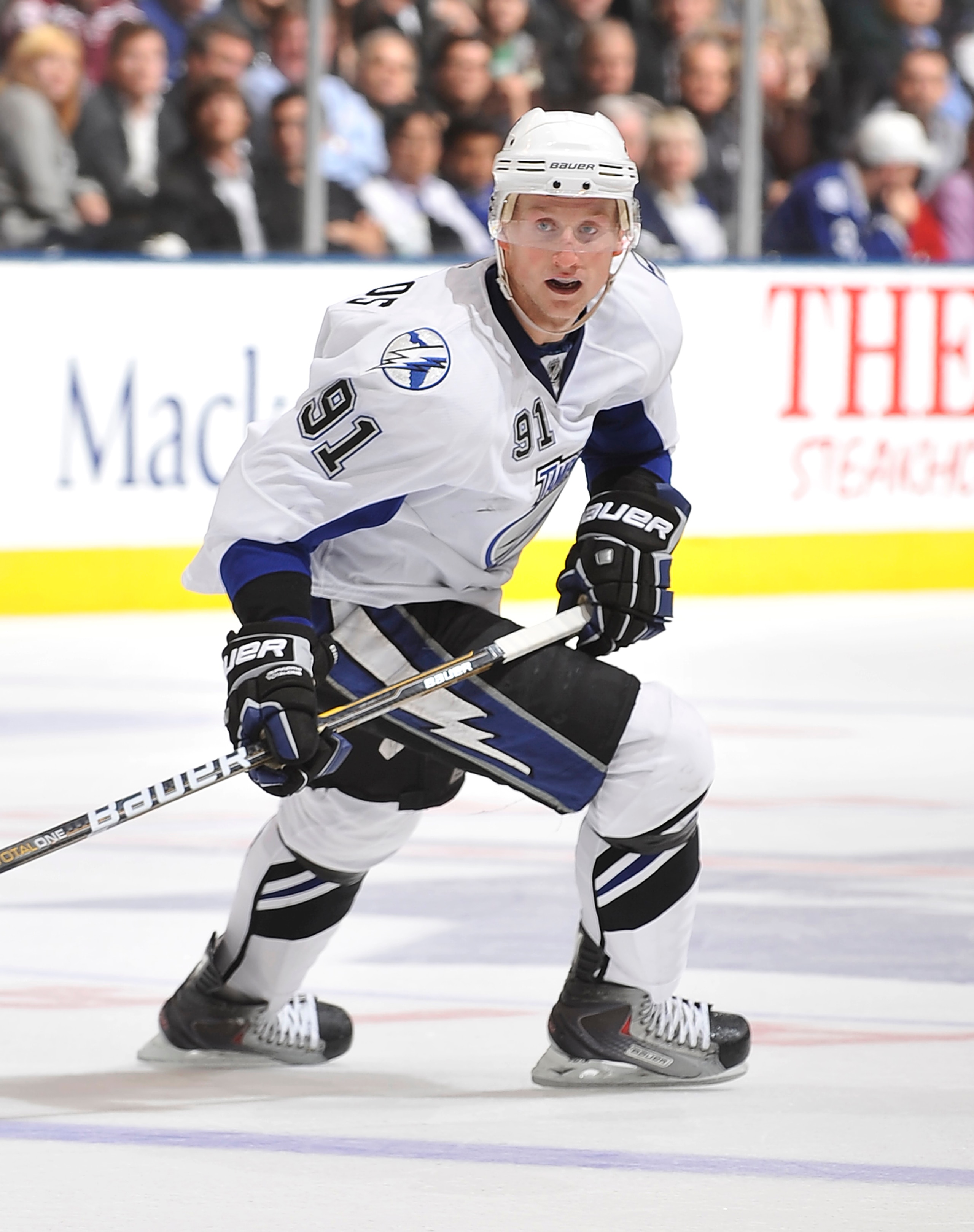 TORONTO, CANADA - NOVEMBER 30:  Steven Stamkos #91 of the Tampa Bay Lightning skates during game action against the Toronto Maple Leafs November 30, 2010 at the Air Canada Centre in Toronto, Ontario, Canada. (Photo by Abelimages/Getty Images)