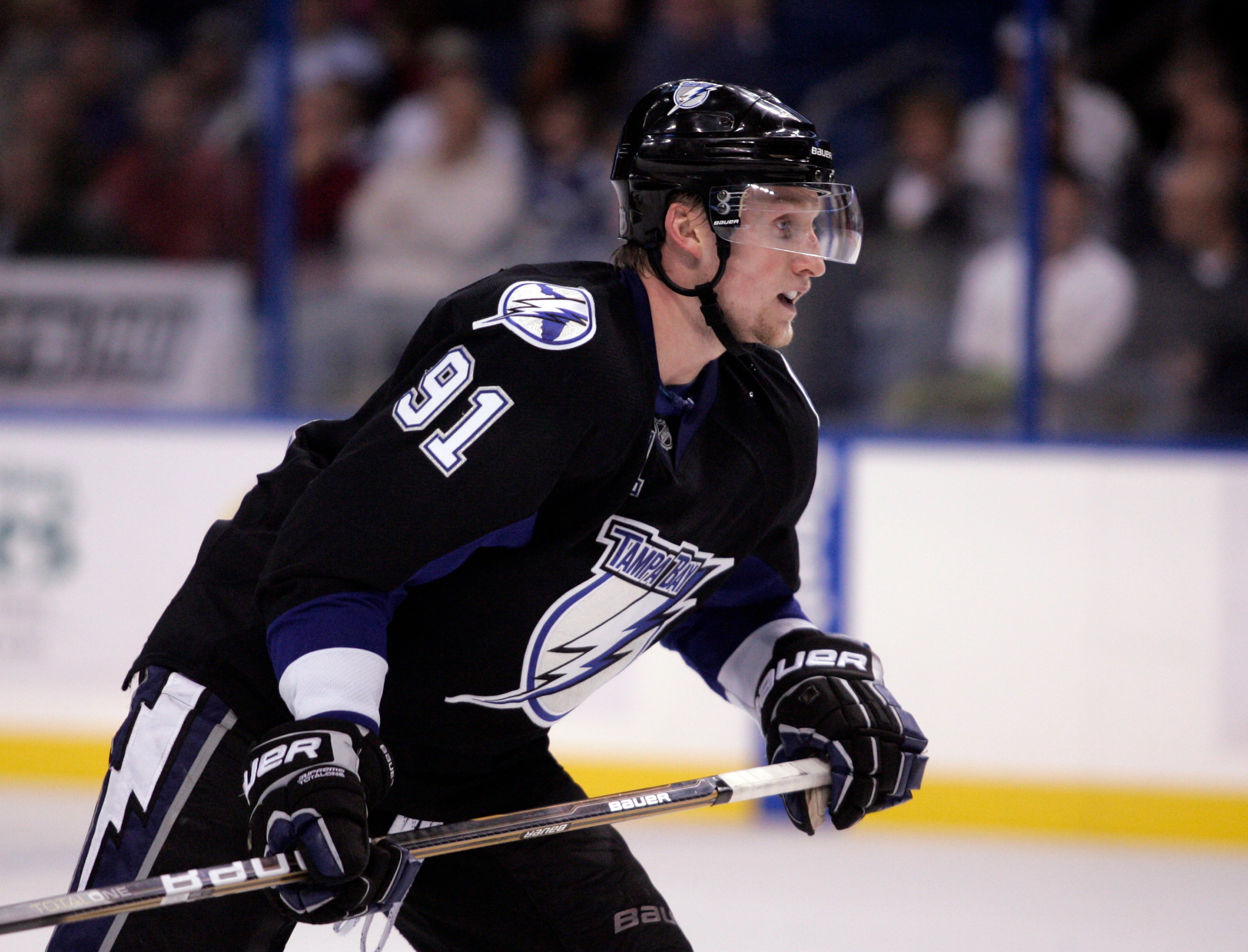 TAMPA, FL - JANUARY 25: Steven Stamkos #91 of the Tampa Bay Lightning skates against the Toronto Maple Leafs at St. Pete Times Forum on January 25, 2011 in Tampa, Florida. The Lightning defeated the Leafs 2-0. (Photo by Justin K. Aller/Getty Images)