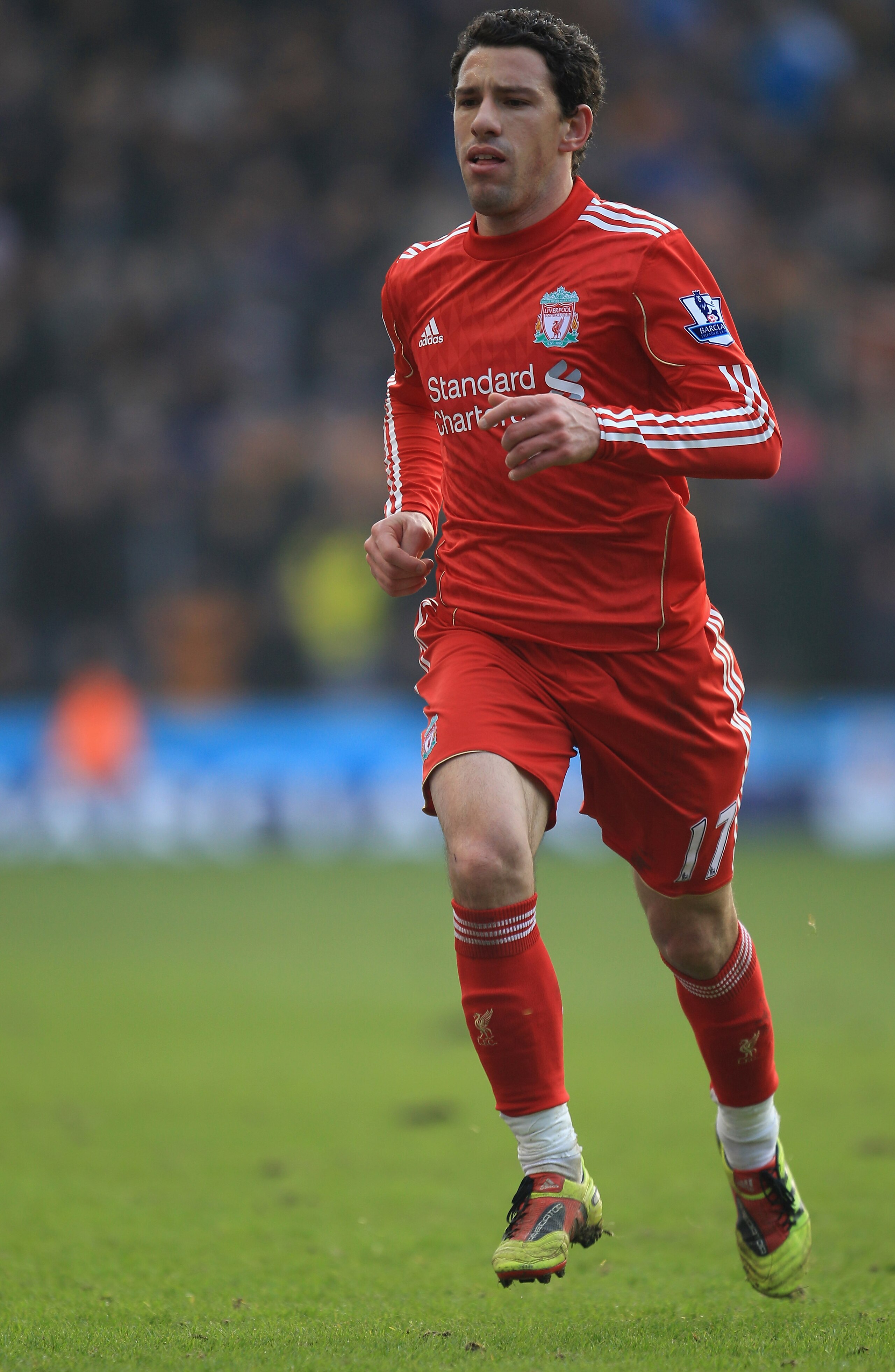 WOLVERHAMPTON, ENGLAND - JANUARY 22:  Maxi Rodriguez of Liverpool in action during the Barclays Premier League match between Wolverhampton Wanderers and Liverpool at Molineux on January 22, 2011 in Wolverhampton, England.  (Photo by Mark Thompson/Getty Im