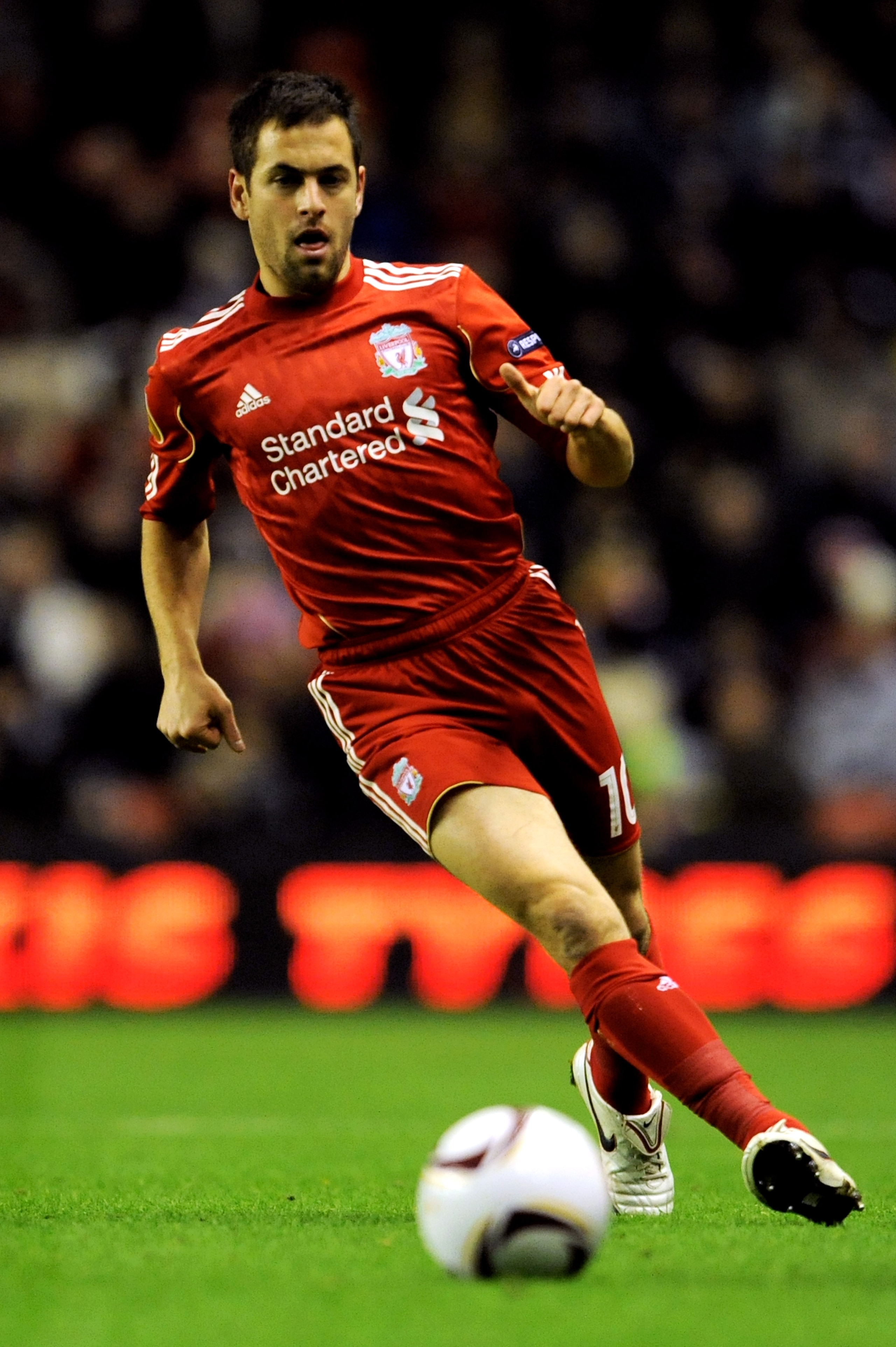 LIVERPOOL, ENGLAND - DECEMBER 15:  Joe Cole of Liverpool runs with the ball during the UEFA Europa League Group K match between Liverpool and FC Utrecht at Anfield on December 15, 2010 in Liverpool, England.  (Photo by Clint Hughes/Getty Images)