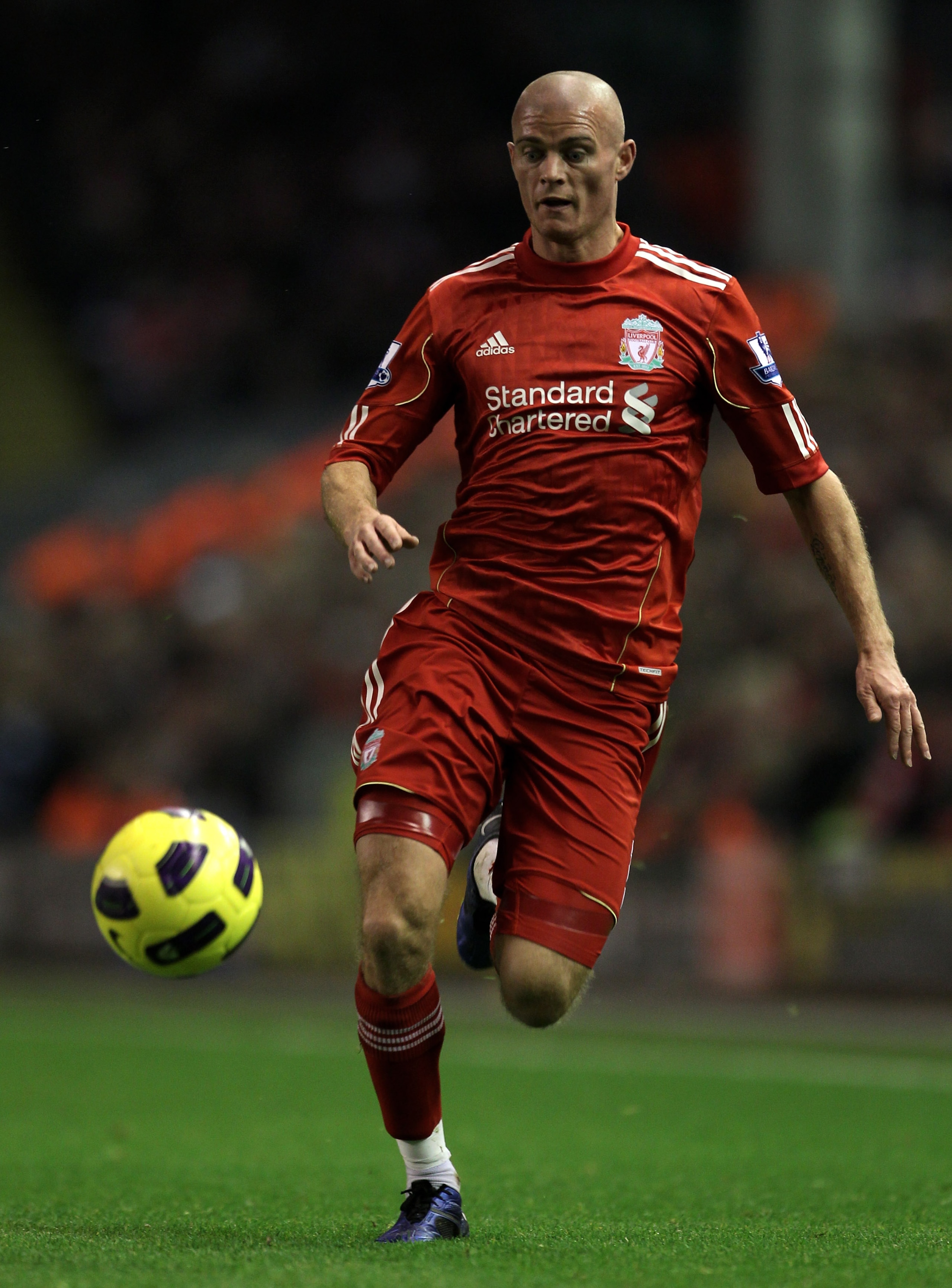 LIVERPOOL, ENGLAND - NOVEMBER 20:  Paul Konchesky of Liverpool in action during the Barclays Premier League match between Liverpool and West Ham United at Anfield on November 20, 2010 in Liverpool, England.  (Photo by Alex Livesey/Getty Images)