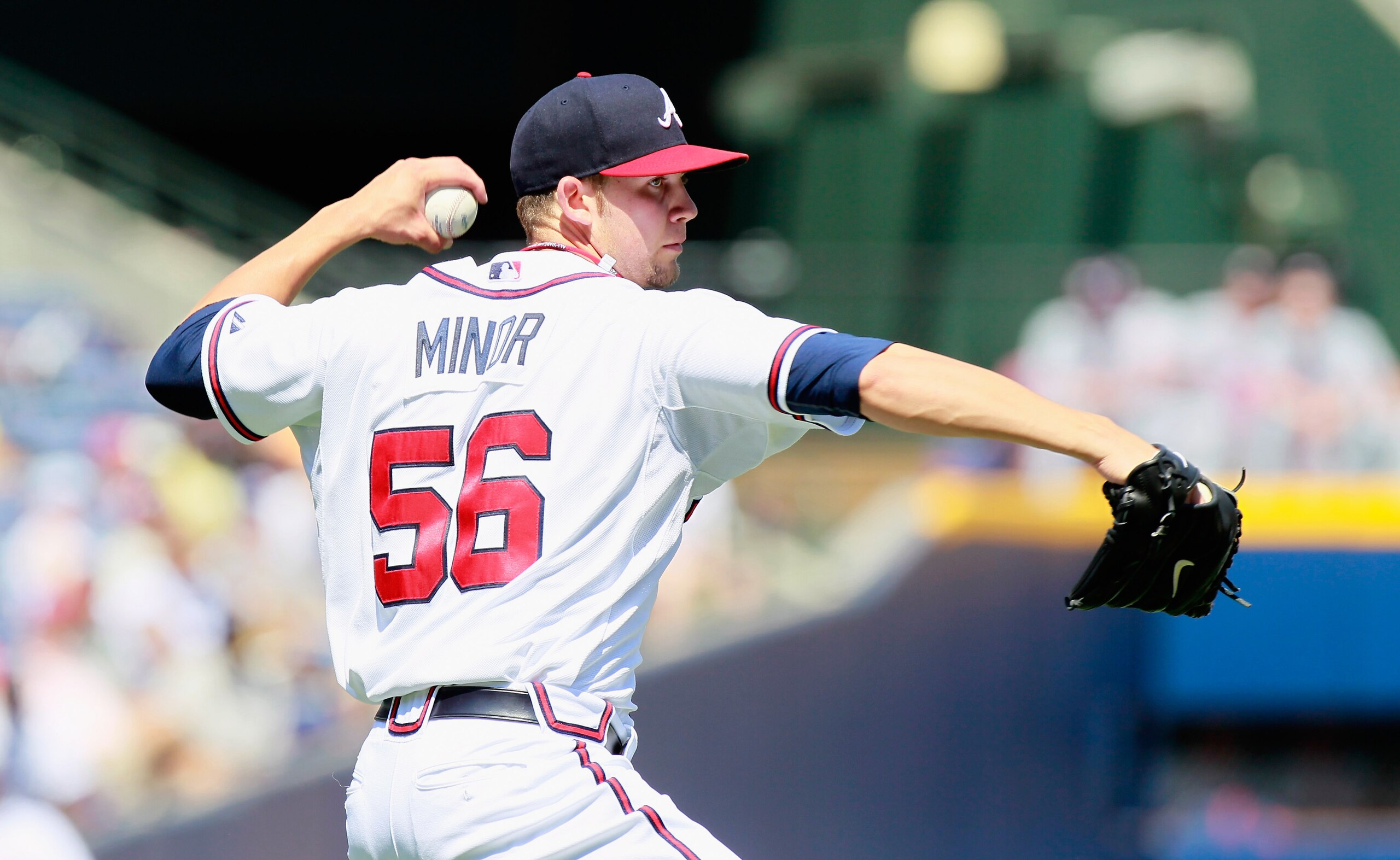 ATLANTA - SEPTEMBER 15:  Pitcher Mike Minor #56 of the Atlanta Braves against the Washington Nationals at Turner Field on September 15, 2010 in Atlanta, Georgia.  (Photo by Kevin C. Cox/Getty Images)