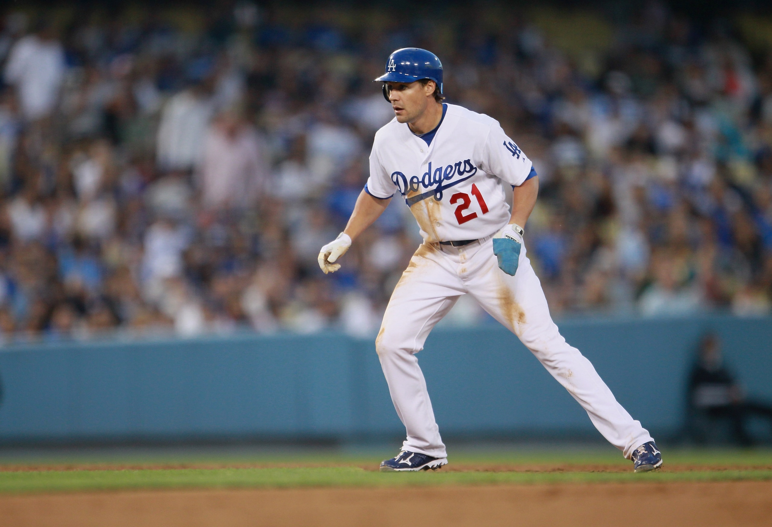 LOS ANGELES, CA - AUGUST 04: Scott Podsednik #21 of the Los Angeles Dodgers plays in the game against the San Diego Padres at Dodger Stadium on August 4, 2010 in Los Angeles, California. (Photo by Jeff Gross/Getty Images) LOS ANGELES, CA - AUGUST 04: Scott Podsednik #21 of the Los Angeles Dodgers plays in the game against the San Diego Padres at Dodger Stadium on August 4, 2010 in Los Angeles, California. (Photo by Jeff Gross/Getty Images)