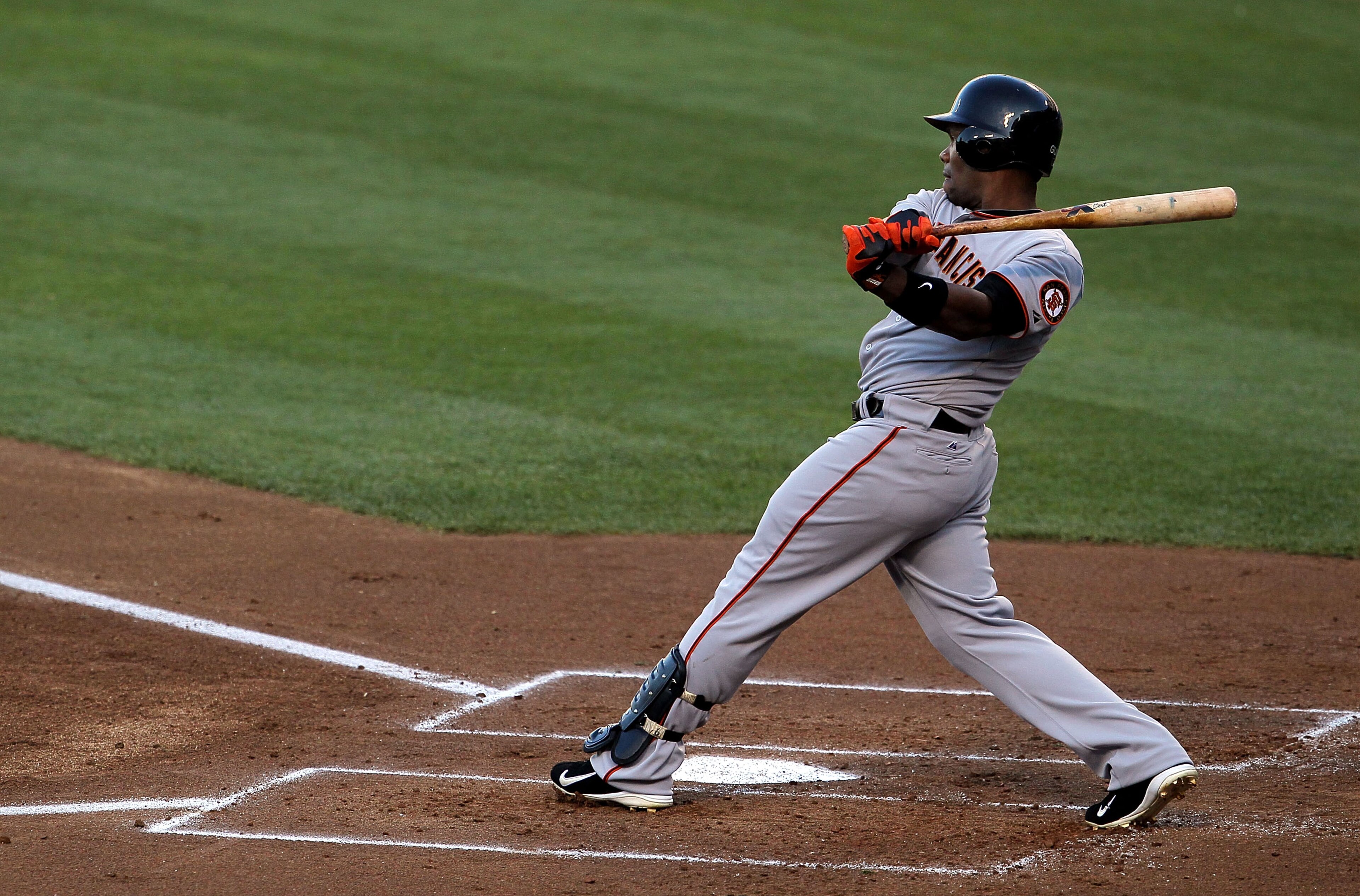 LOS ANGELES, CA - SEPTEMBER 05:  Jose Guillen #6 of the San Francisco Giants plays against the Los Angeles Dodgers in the game at Dodger Stadium on September 5, 2010 in Los Angeles, California.  (Photo by Jeff Gross/Getty Images)