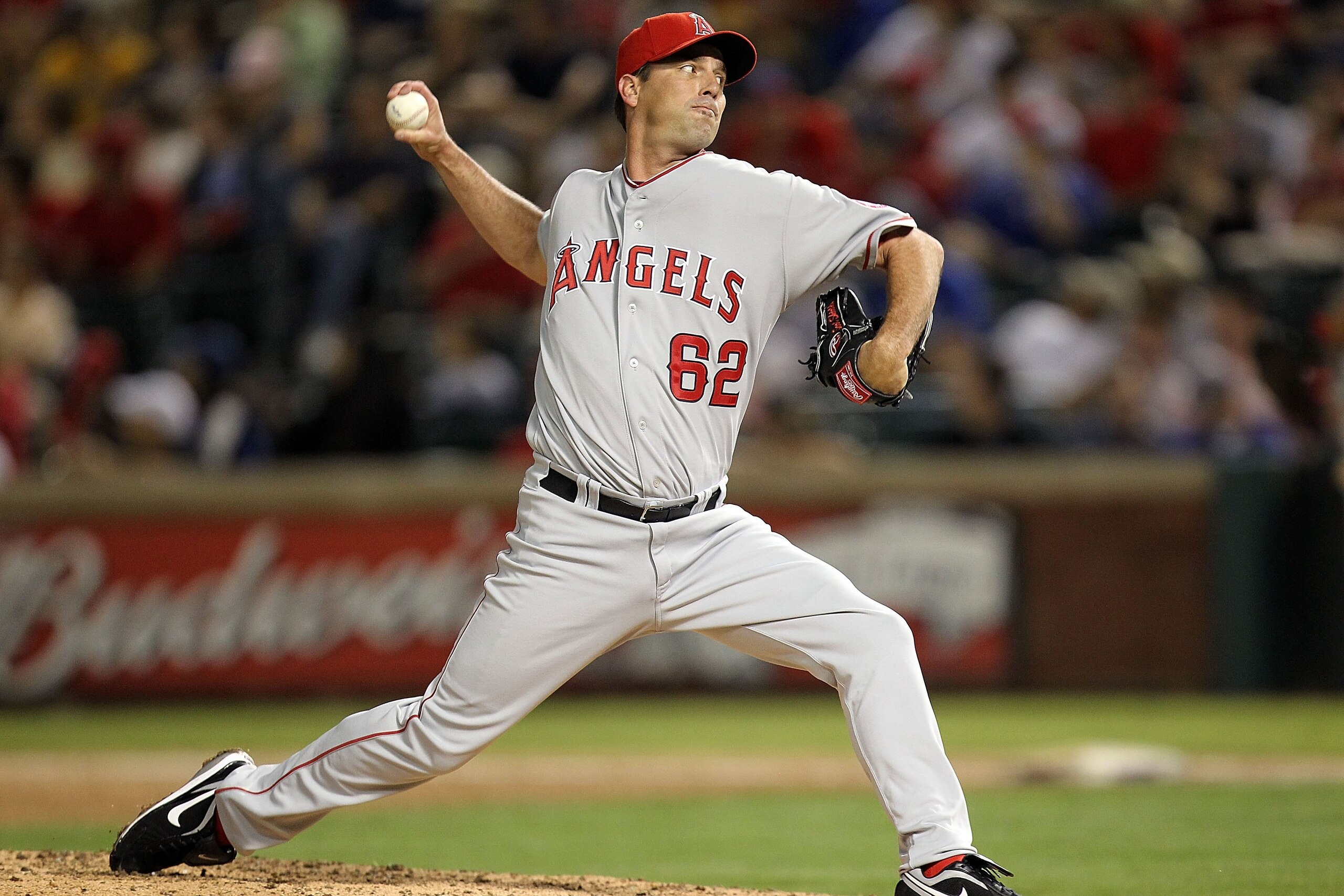 ARLINGTON, TX - MAY 17: Pitcher Scot Shields #62 of the Los Angeles Angels of Anaheim on May 17, 2010 at Rangers Ballpark in Arlington, Texas. (Photo by Ronald Martinez/Getty Images) ARLINGTON, TX - MAY 17: Pitcher Scot Shields #62 of the Los Angeles Angels of Anaheim on May 17, 2010 at Rangers Ballpark in Arlington, Texas. (Photo by Ronald Martinez/Getty Images)