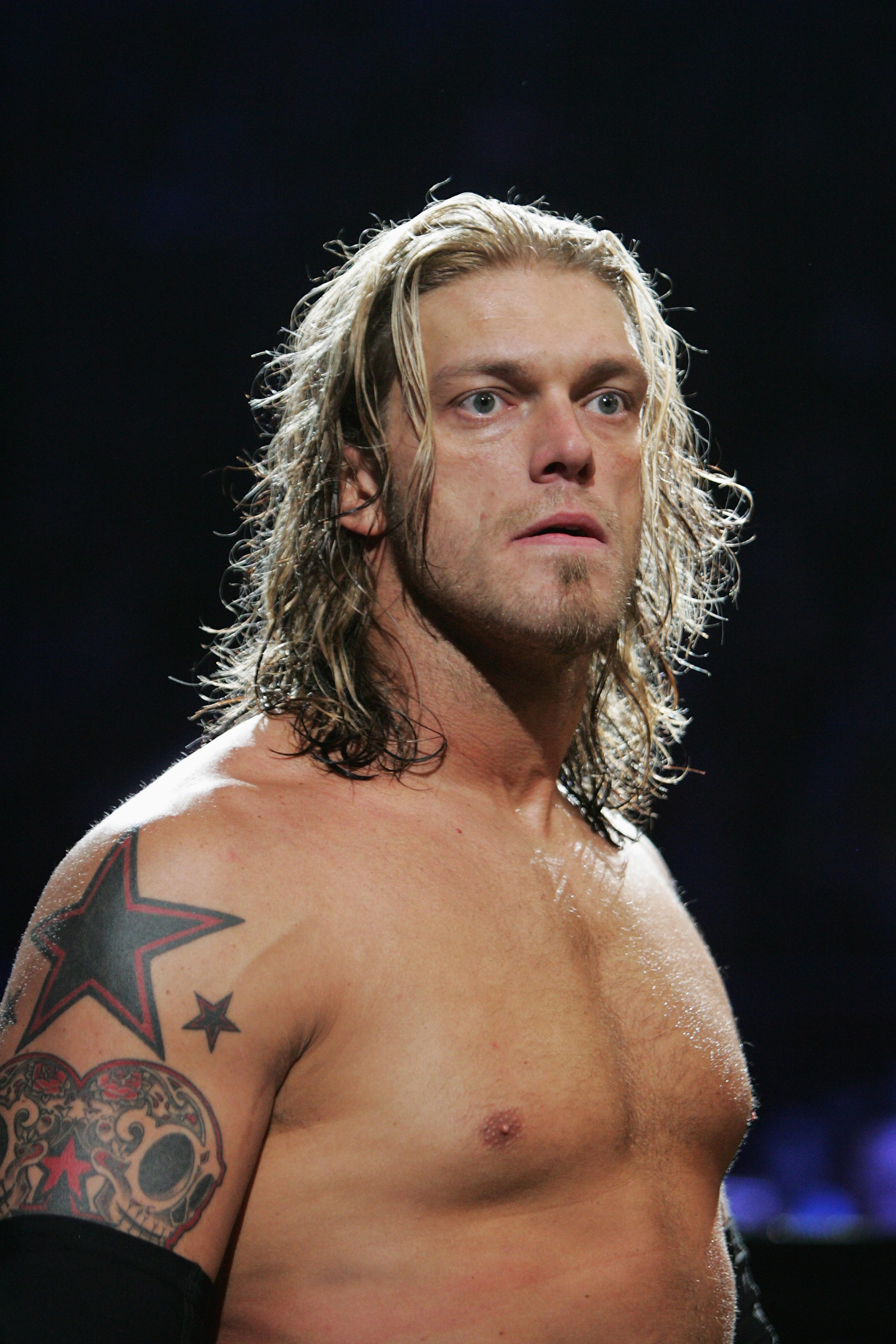 SYDNEY, AUSTRALIA - JUNE 15: World Heavyweight Champion Edge looks on during WWE Smackdown at Acer Arena on June 15, 2008 in Sydney, Australia. (Photo by Gaye Gerard/Getty Images) SYDNEY, AUSTRALIA - JUNE 15: World Heavyweight Champion Edge looks on during WWE Smackdown at Acer Arena on June 15, 2008 in Sydney, Australia. (Photo by Gaye Gerard/Getty Images)