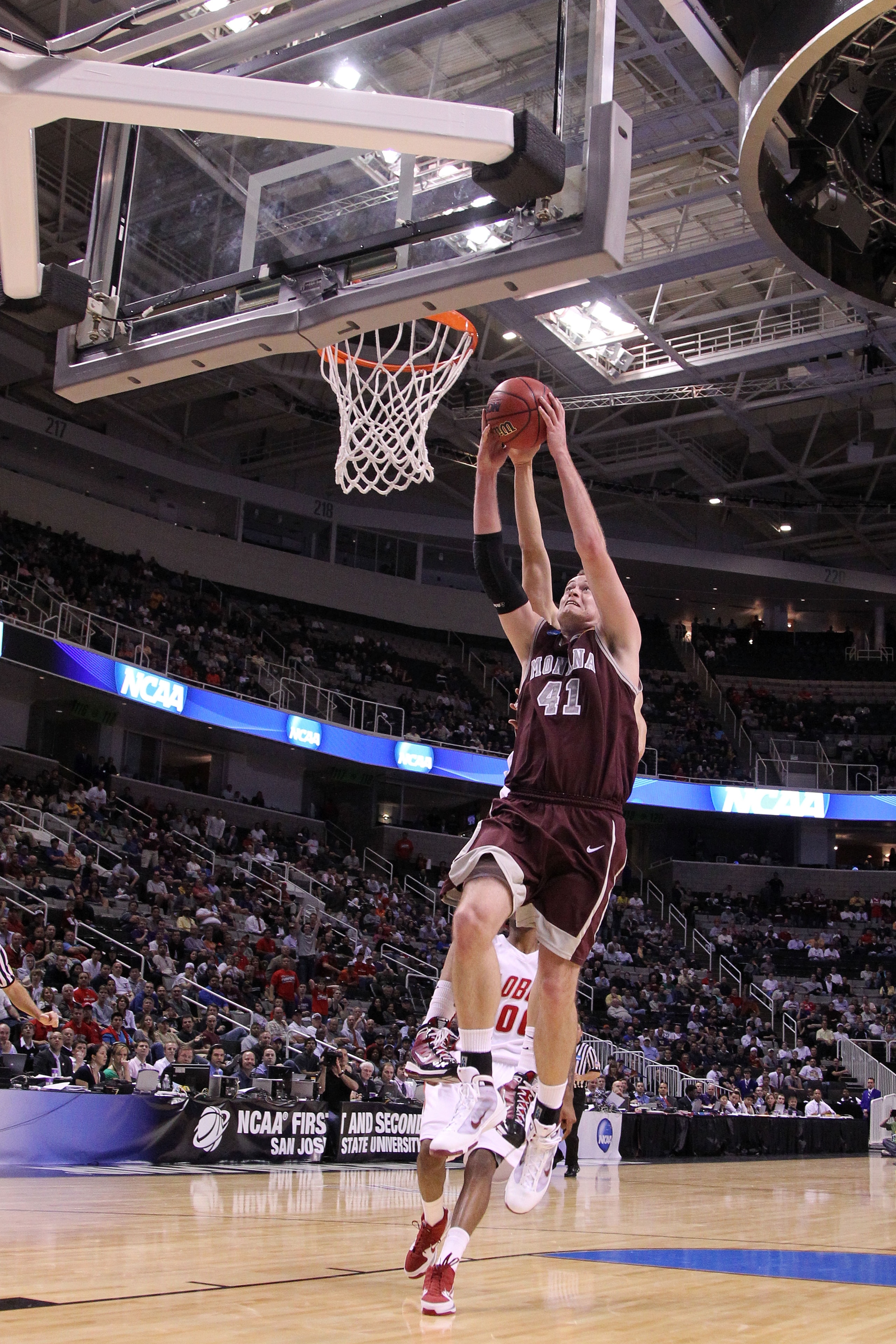 SAN JOSE, CA - MARCH 18: Center Brian Qvale #41 of the Montana Grizzlies goes up for a shot against the New Mexico Lobos during the first round of the 2010 NCAA men's basketball tournament at HP Pavilion on March 18, 2010 in San Jose, California. (Photo SAN JOSE, CA - MARCH 18: Center Brian Qvale #41 of the Montana Grizzlies goes up for a shot against the New Mexico Lobos during the first round of the 2010 NCAA men's basketball tournament at HP Pavilion on March 18, 2010 in San Jose, California. (Photo