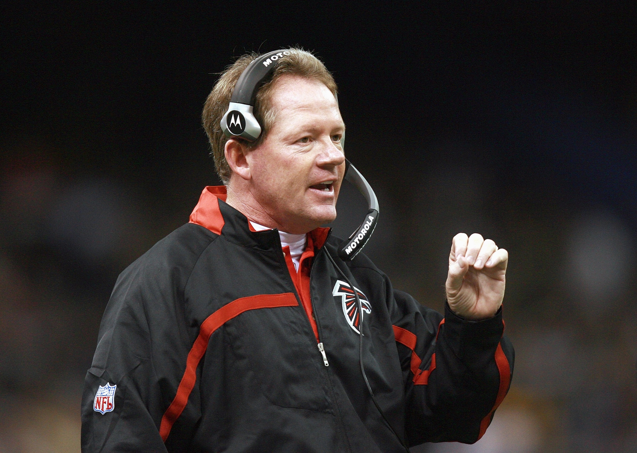 NEW ORLEANS - OCTOBER 21: Head coach Bobby Petrino of the Atlanta Falcons watches his team take on the New Orleans Saints at the Superdome on October 21, 2007 in New Orleans, Louisiana. The Saints defeated the Falcons 22-16. (Photo by Doug Benc/Getty Imag