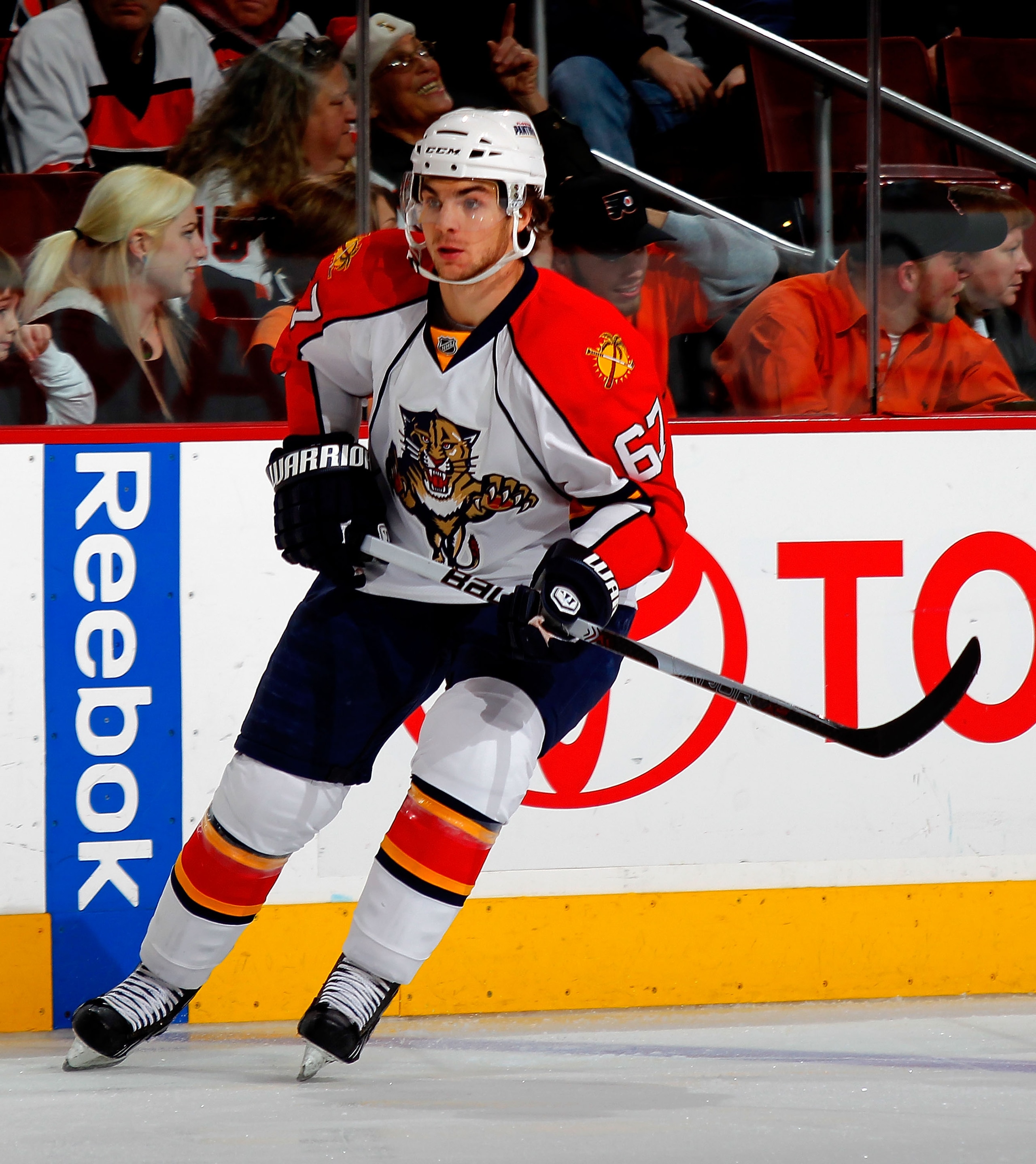 PHILADELPHIA, PA - DECEMBER 20:  Michael Frolik #67 of the Florida Panthers skates during a hockey game against the Philadelphia Flyers at the Wells Fargo Center on December 20, 2010 in Philadelphia, Pennsylvania.  (Photo by Paul Bereswill/Getty Images)