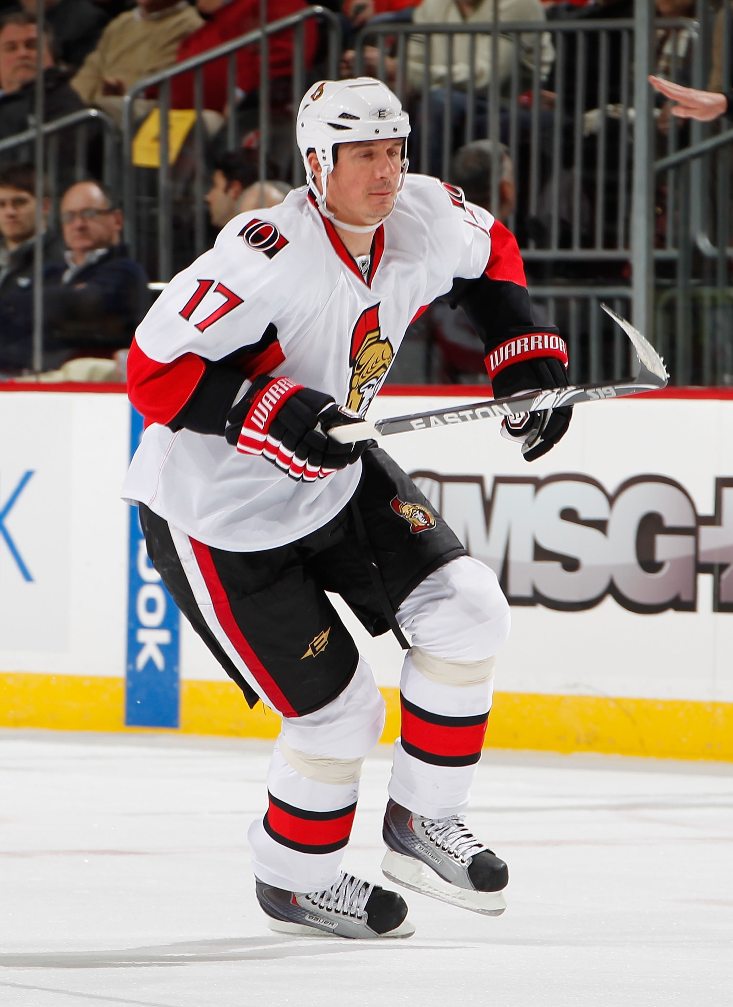 NEWARK, NJ - FEBRUARY 01:  Filip Kuba #17 of the Ottawa Senators skates during an NHL hockey game against the New Jersey Devils at the Prudential Center on February 1, 2011 in Newark, New Jersey.  (Photo by Paul Bereswill/Getty Images)