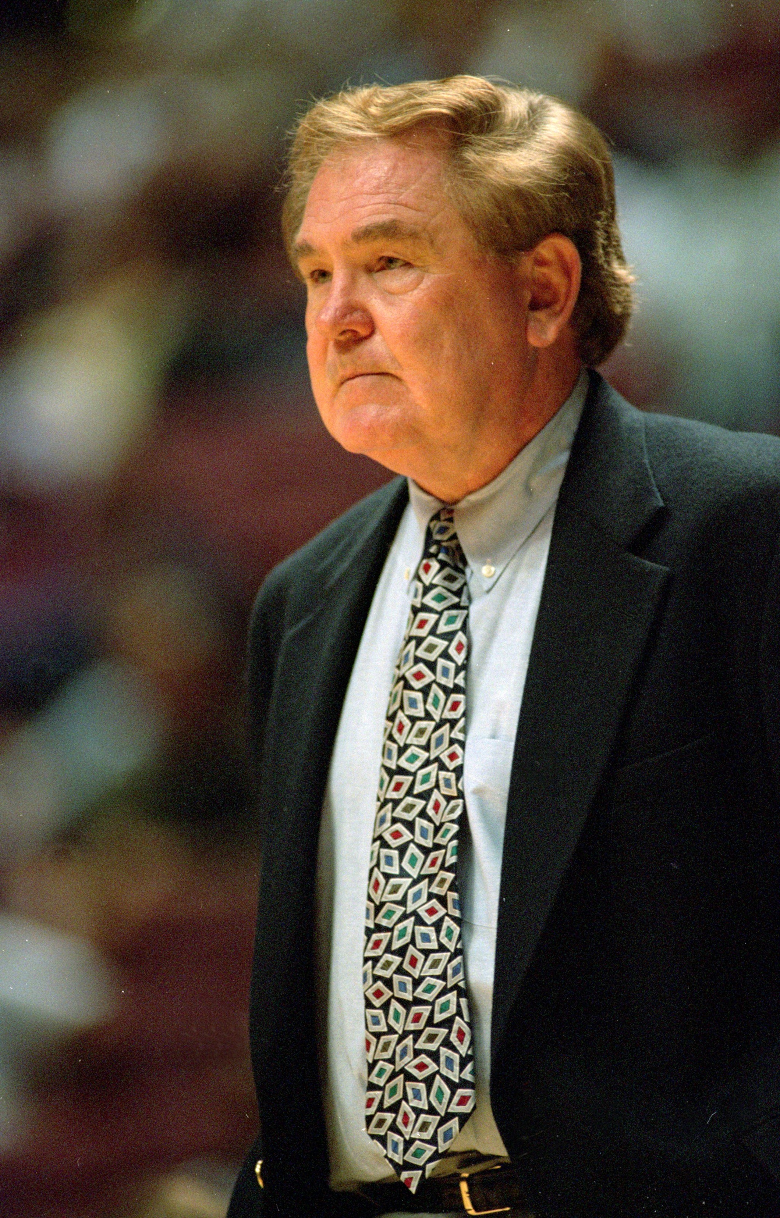 19 Oct 1999: Head coach Bill Fitch of the Los Angeles Clippers watches from the sidelines during an exhibition game against the Los Angeles Lakers at the Anaheim Pond in Anaheim, California. The Lakers defeated the Clippers 120-104.