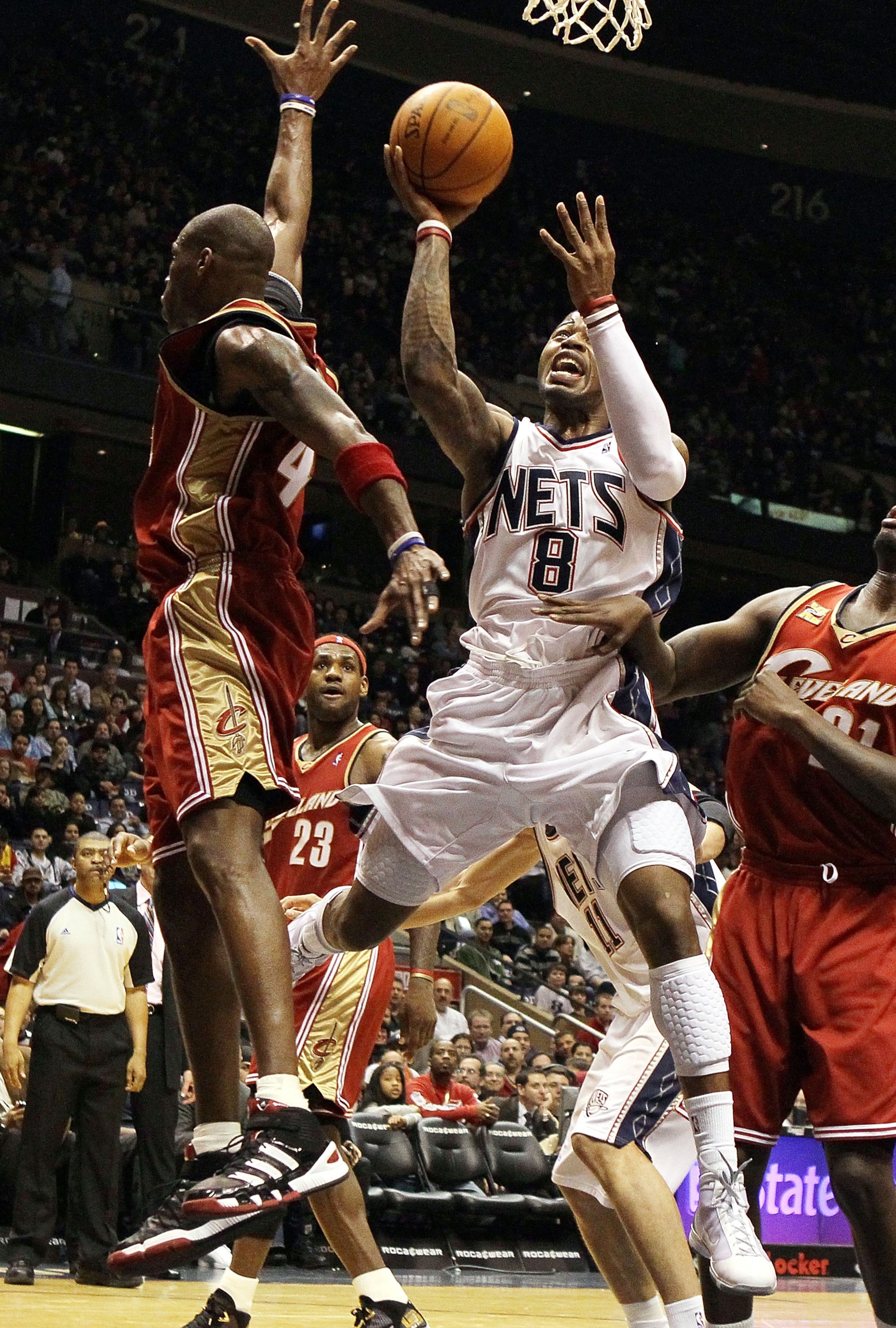 EAST RUTHERFORD, NJ - MARCH 03:  Terrence Williams #8 of the New Jersey Nets goes to the hoop against the Cleveland Cavaliers at the Izod Center on March 3, 2010 in East Rutherford, New Jersey.NOTE TO USER: User expressly acknowledges and agrees that, by