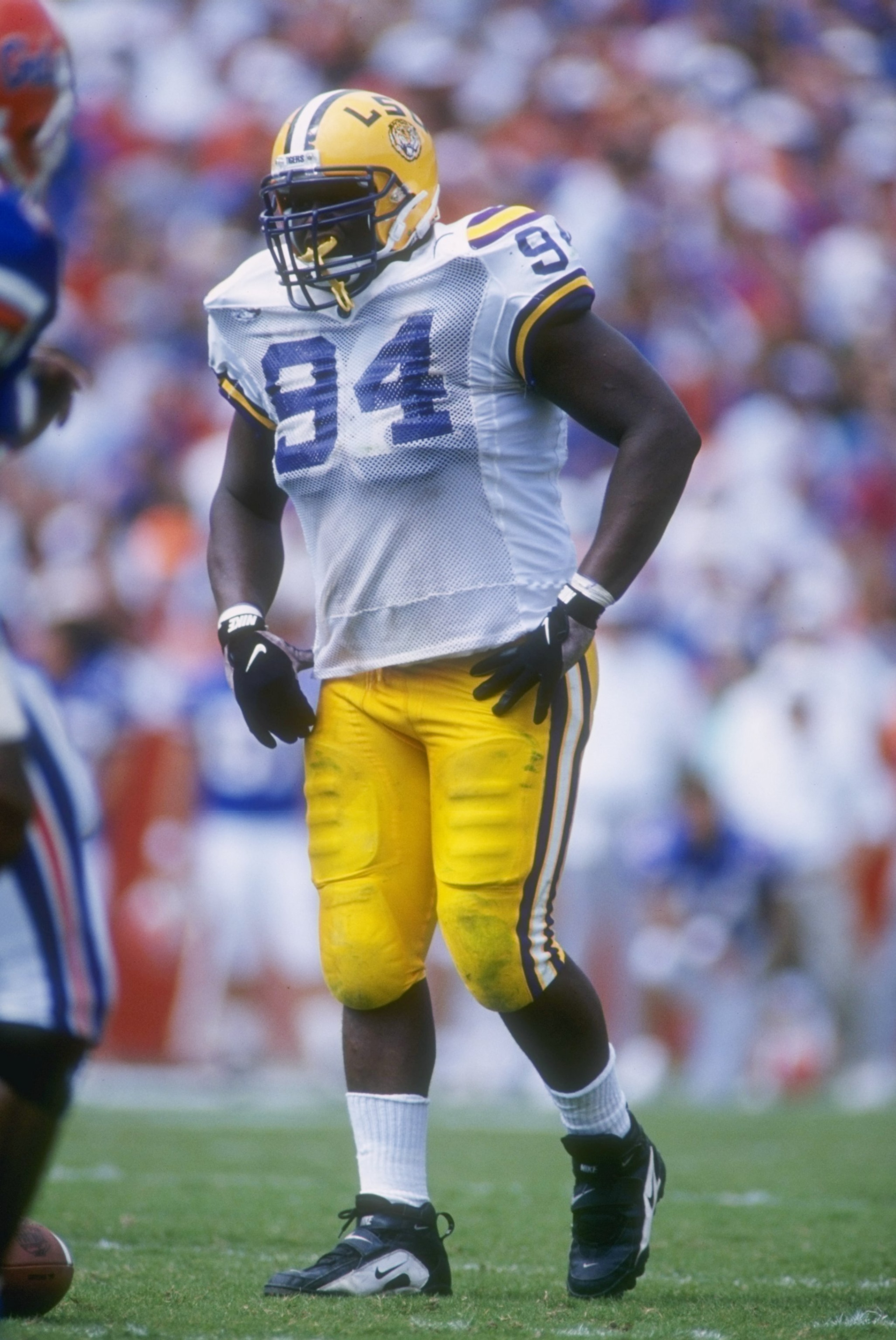 12 Oct 1996: Offensive tackle Anthony McFarland of the Louisiana State Tigers looks on during a game against the Florida Gators at Florida Field in Gainesville, Florida. Florida won the game, 56-13.