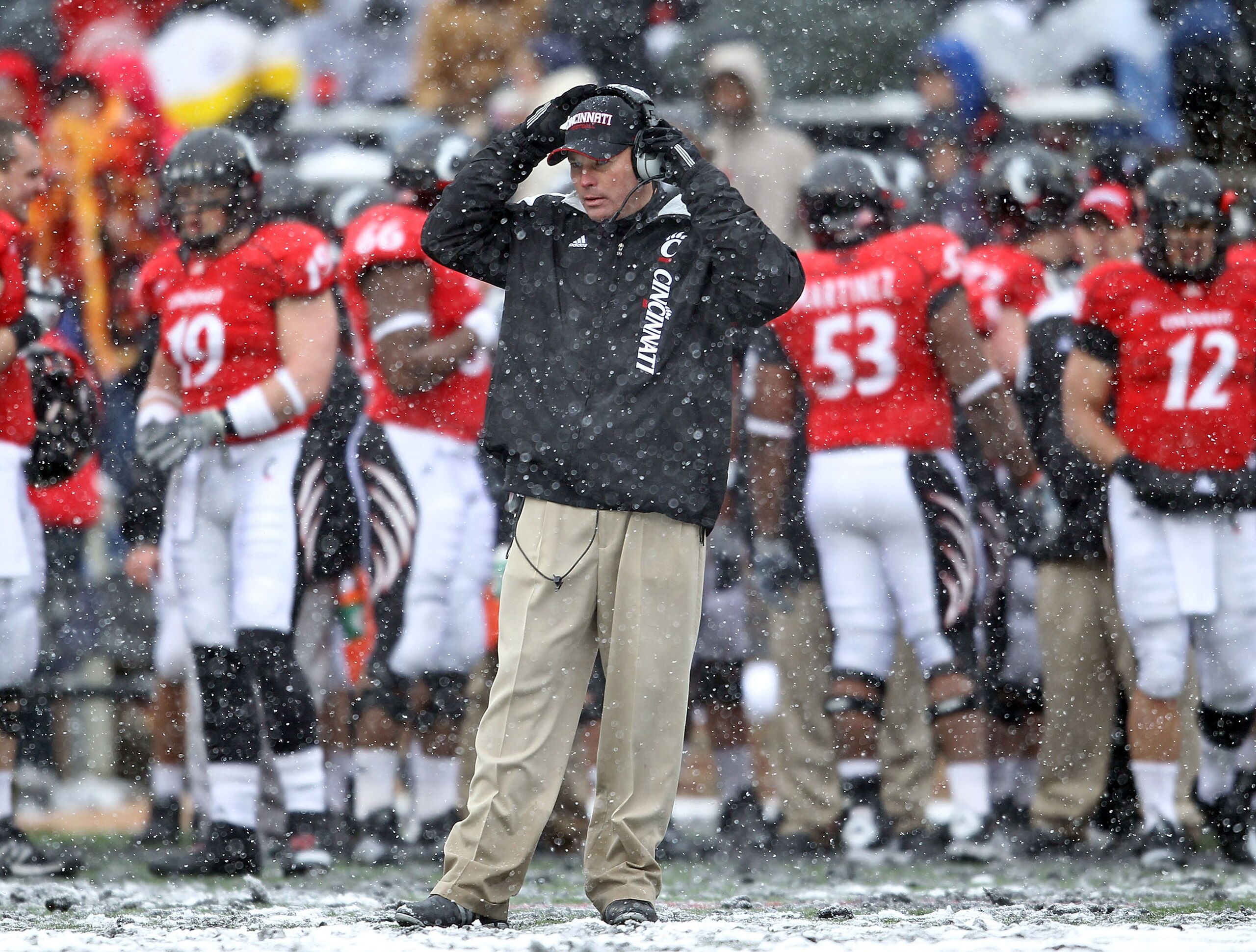 CINCINNATI, OH - DECEMBER 04: Butch Jones the Head Coach of the Cincinnati Bearcats watches play during the Big East Conference game against the Pittsburgh Panthers at Nippert Stadium on December 4, 2010 in Cincinnati, Ohio. Pittsburgh won 28-10.  (Photo