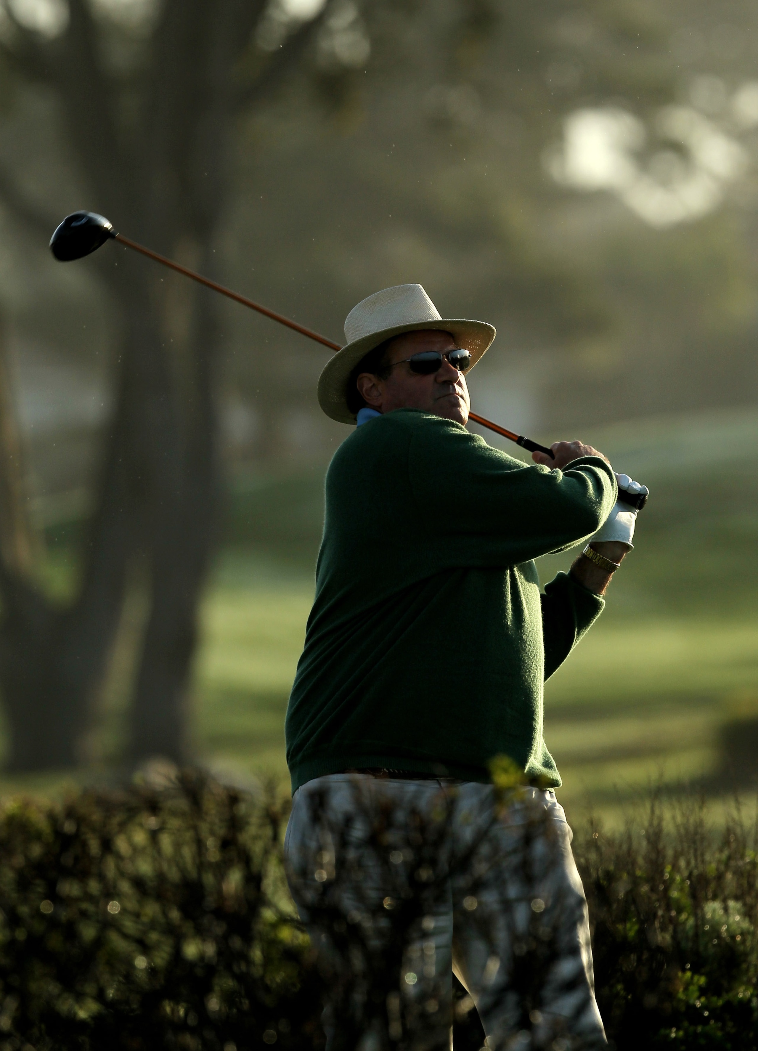 PEBBLE BEACH, CA - FEBRUARY 13: Sportscaster Chris Berman hits his tee shot on the tenth hole during the third round of the AT&T Pebble Beach National Pro-Am at Monterey Peninsula Country Club on February 13, 2010 in Pebble Beach, California. (Photo by St PEBBLE BEACH, CA - FEBRUARY 13: Sportscaster Chris Berman hits his tee shot on the tenth hole during the third round of the AT&T Pebble Beach National Pro-Am at Monterey Peninsula Country Club on February 13, 2010 in Pebble Beach, California. (Photo by St
