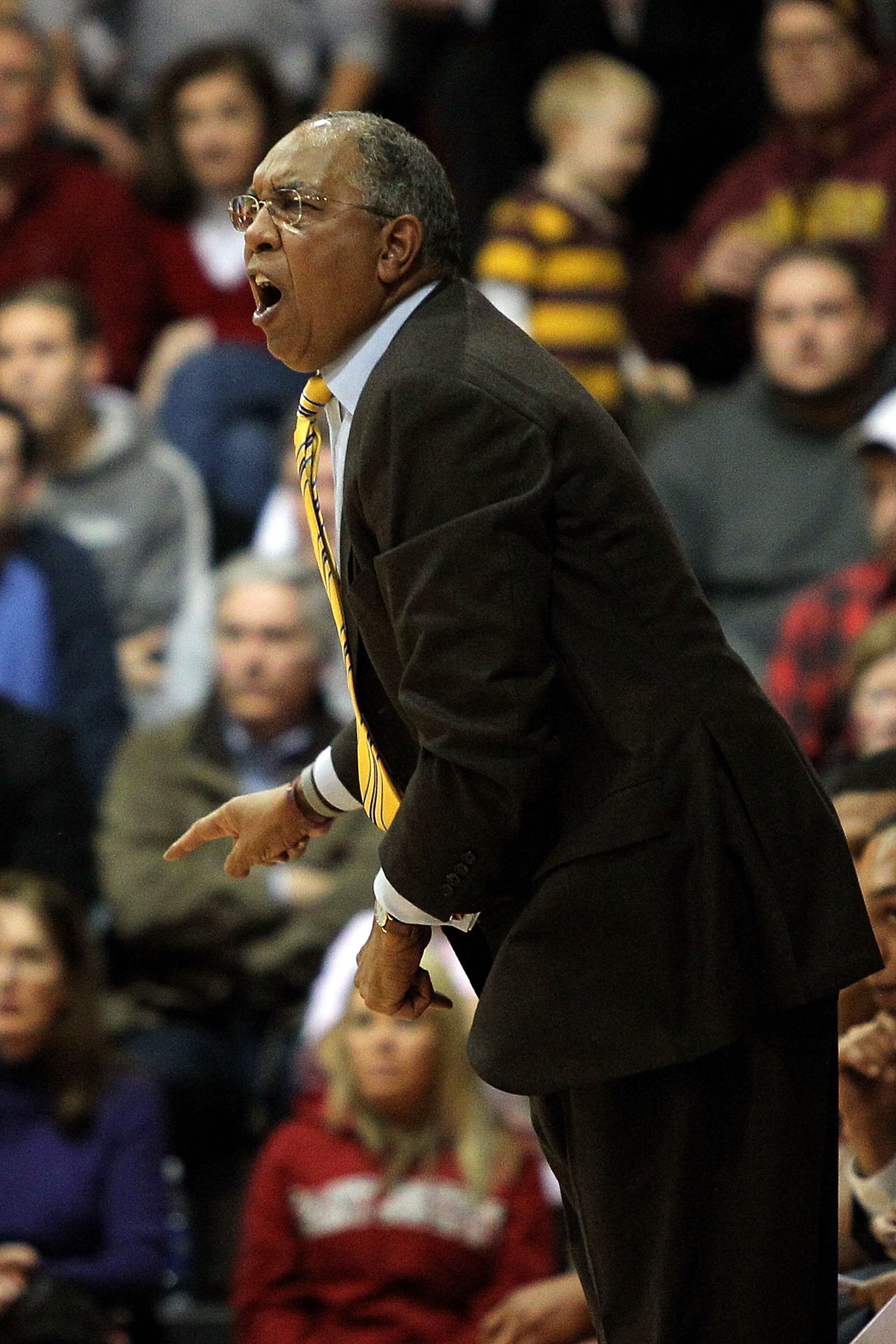 PHILADELPHIA, PA - DECEMBER 08:  Head aoch Tubby Smith of the Minnesota Golden Gophers coaches against the St. Joseph's Hawks at Michael J. Hagan Arena on December 8, 2010 in Philadelphia, Pennsylvania.  (Photo by Chris Chambers/Getty Images)