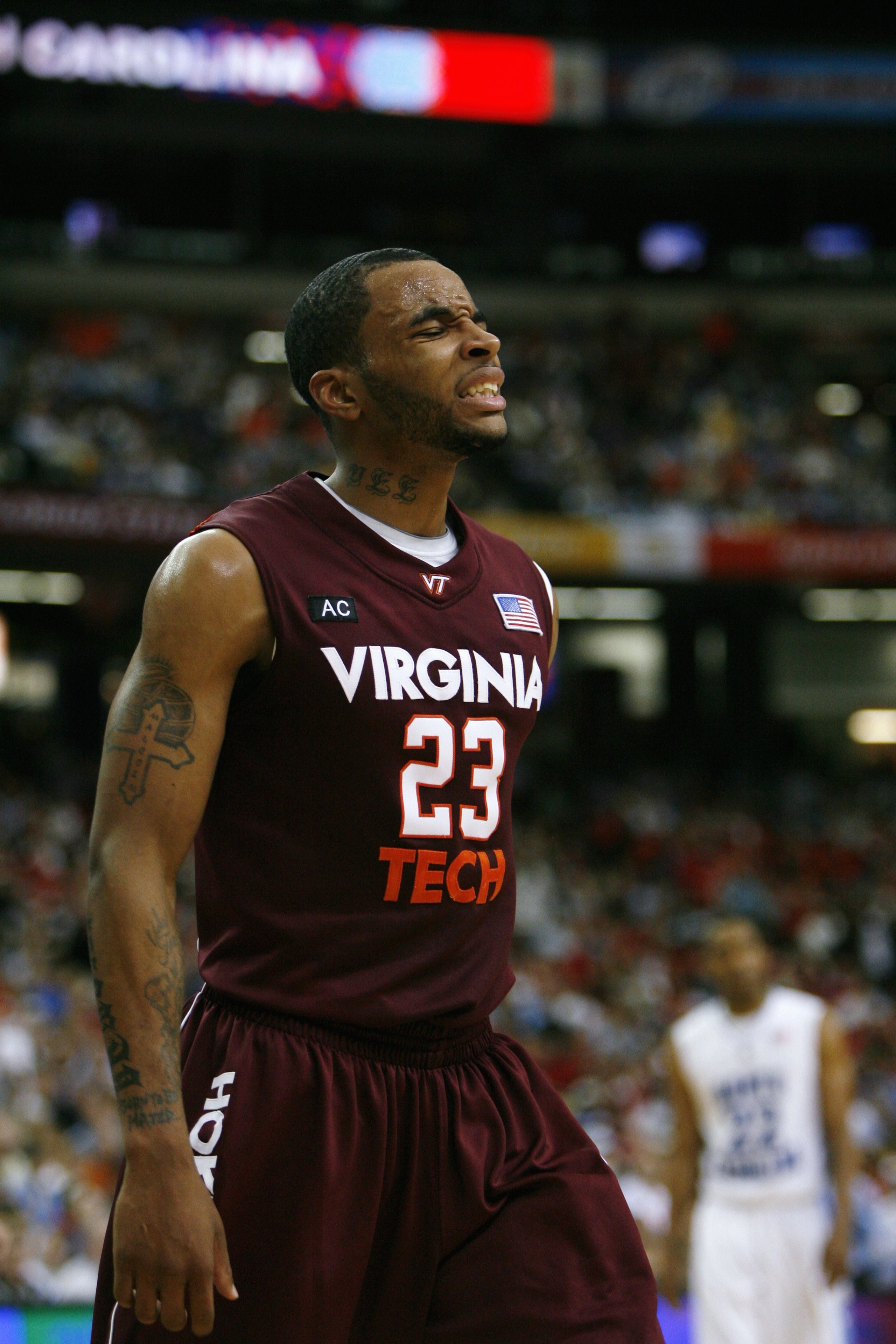 ATLANTA - MARCH 13: Malcolm Delaney #23 of the Virginia Tech Hokies reacts to play against the North Carolina Tar Heels during day two of the 2009 ACC Men's Basketball Tournament on March 13, 2009 at the Georgia Dome in Atlanta, Georgia. (Photo by Kevin ATLANTA - MARCH 13: Malcolm Delaney #23 of the Virginia Tech Hokies reacts to play against the North Carolina Tar Heels during day two of the 2009 ACC Men's Basketball Tournament on March 13, 2009 at the Georgia Dome in Atlanta, Georgia. (Photo by Kevin